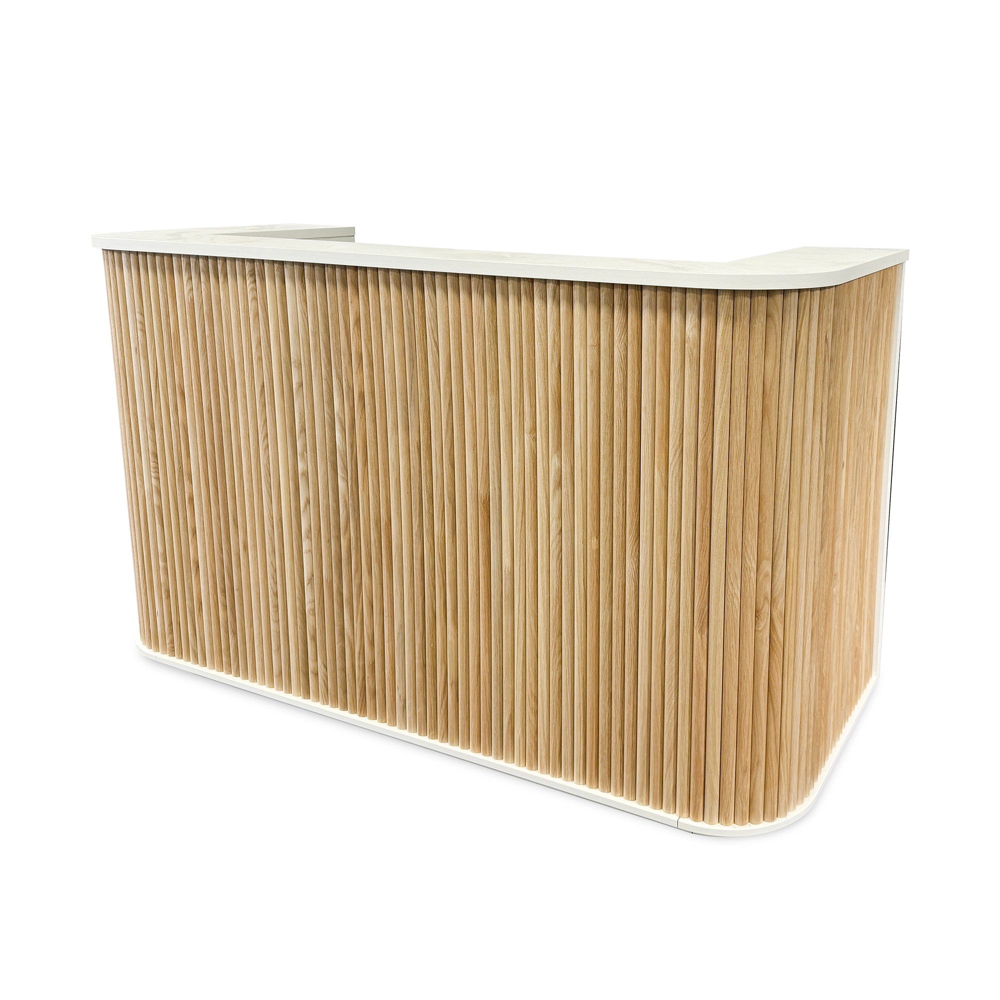 Premium HALO 180cm Reception Desk - Solid Oak & White Finish - Perfect for Office, Hotel, and Corporate Lobby Reception Areas