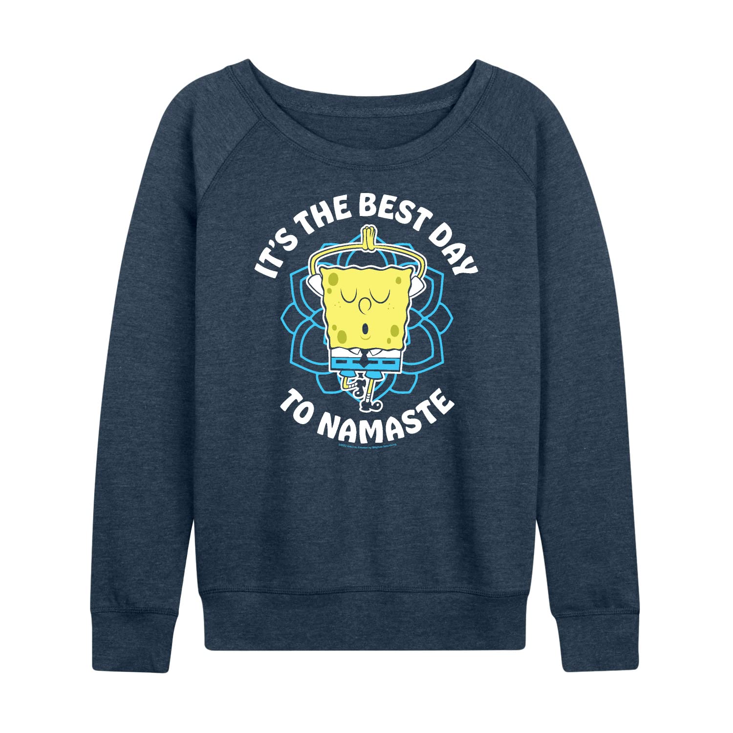 HYBRID APPAREL SpongeBob SquarePants The Best Day To Namaste Women's Lightweight French Terry Pullover Hoodie - Soft Casual Sweatshirt for Yoga, Lounge & Everyday Wear