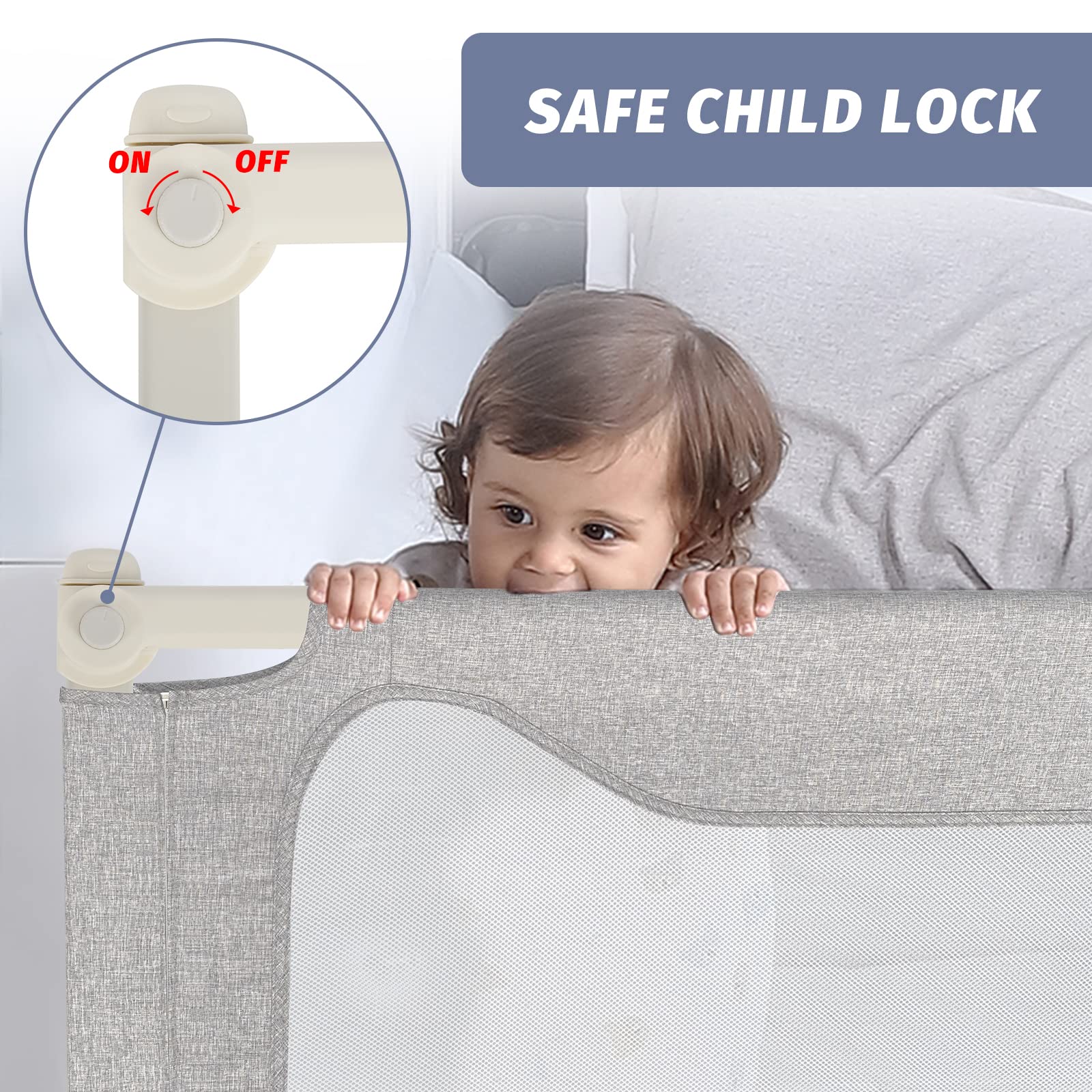 Upgraded FAMILL Twin Bed Rails for Toddlers - Baby Bed Safety Guard Rail for Children, 54