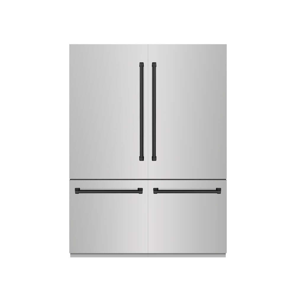 ZLINE Autograph Edition 60-Inch Built-In French Door Refrigerator - 32.2 cu ft Capacity, Bottom Freezer, Water Dispenser & Ice Maker - Stainless Steel Exterior with Graphite Gray Interior & Matte Black Accents (GRBIVZ 304 60MB) - Perfect for Modern Kitchens, Open-Concept Homes & Luxury Appliances Collection