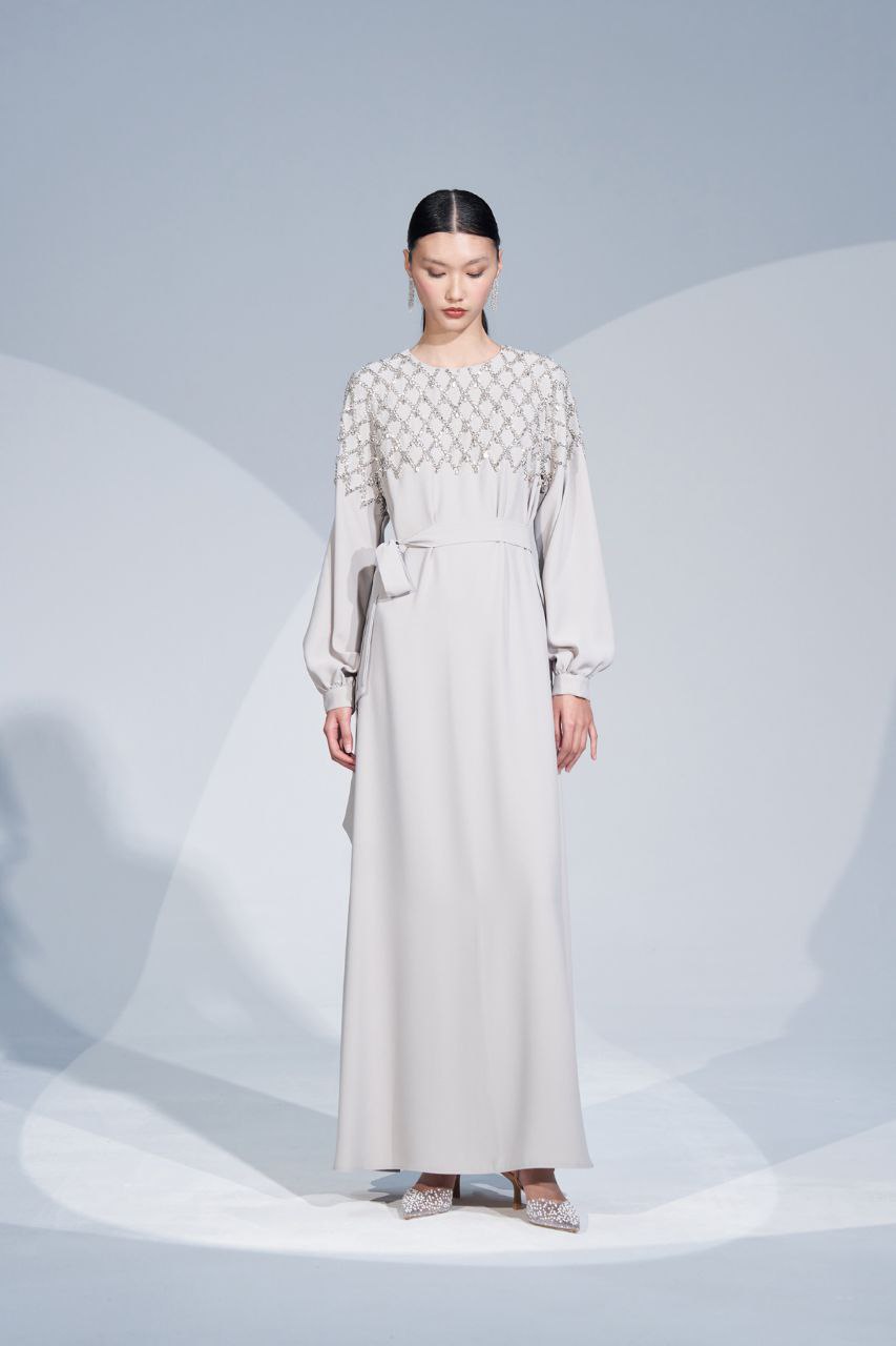 Elegant Rhinestone Embellished Abaya Dress for Women - Available in 3 Colors (Black, Navy, Burgundy) | Perfect for Eid, Weddings & Special Occasions