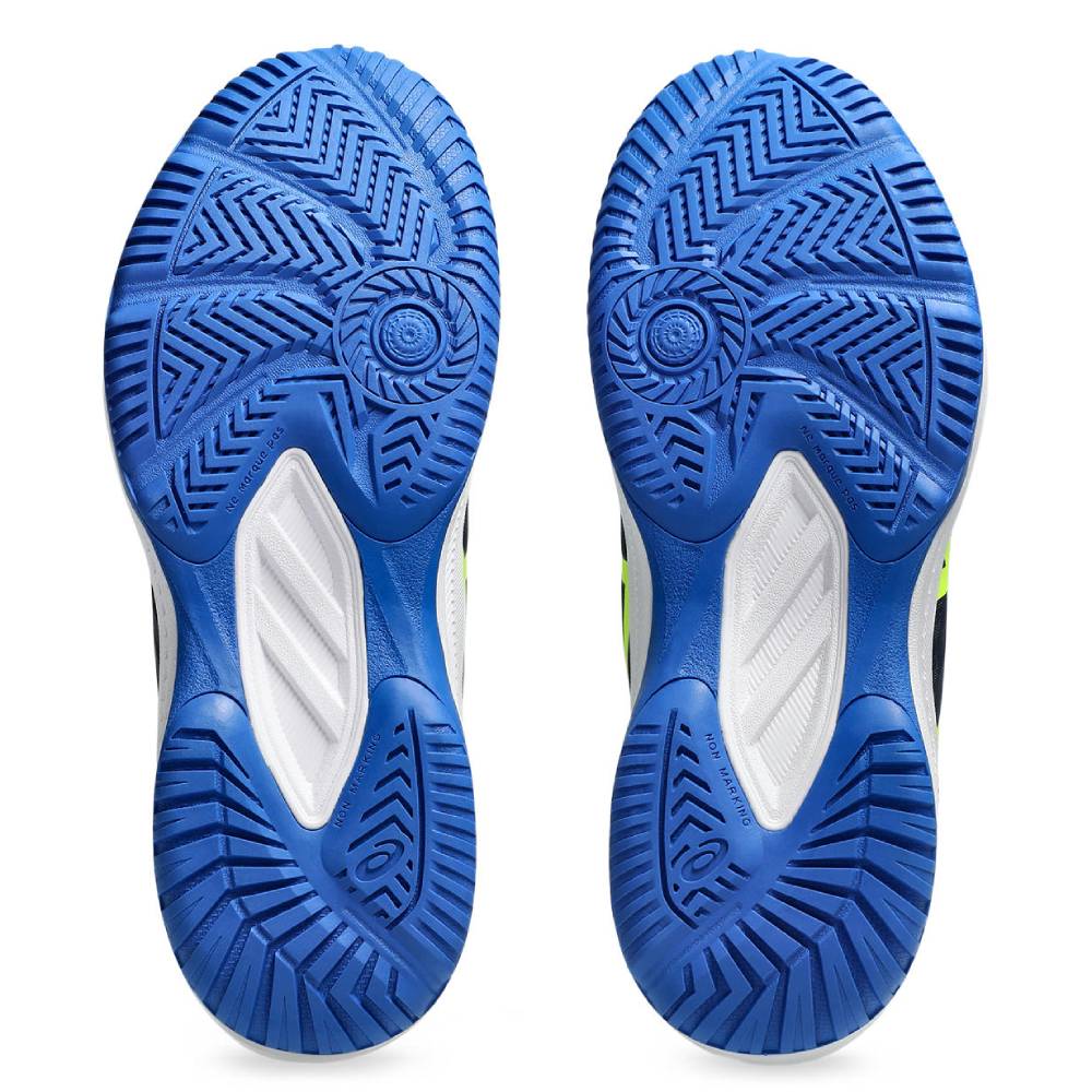 ASICS Upcourt 6 GS Junior Indoor Court Shoes for Kids - Midnight/Safety Yellow | Lightweight Volleyball & Badminton Shoes for Girls & Boys | Perfect for Indoor Sports & Gym Classes