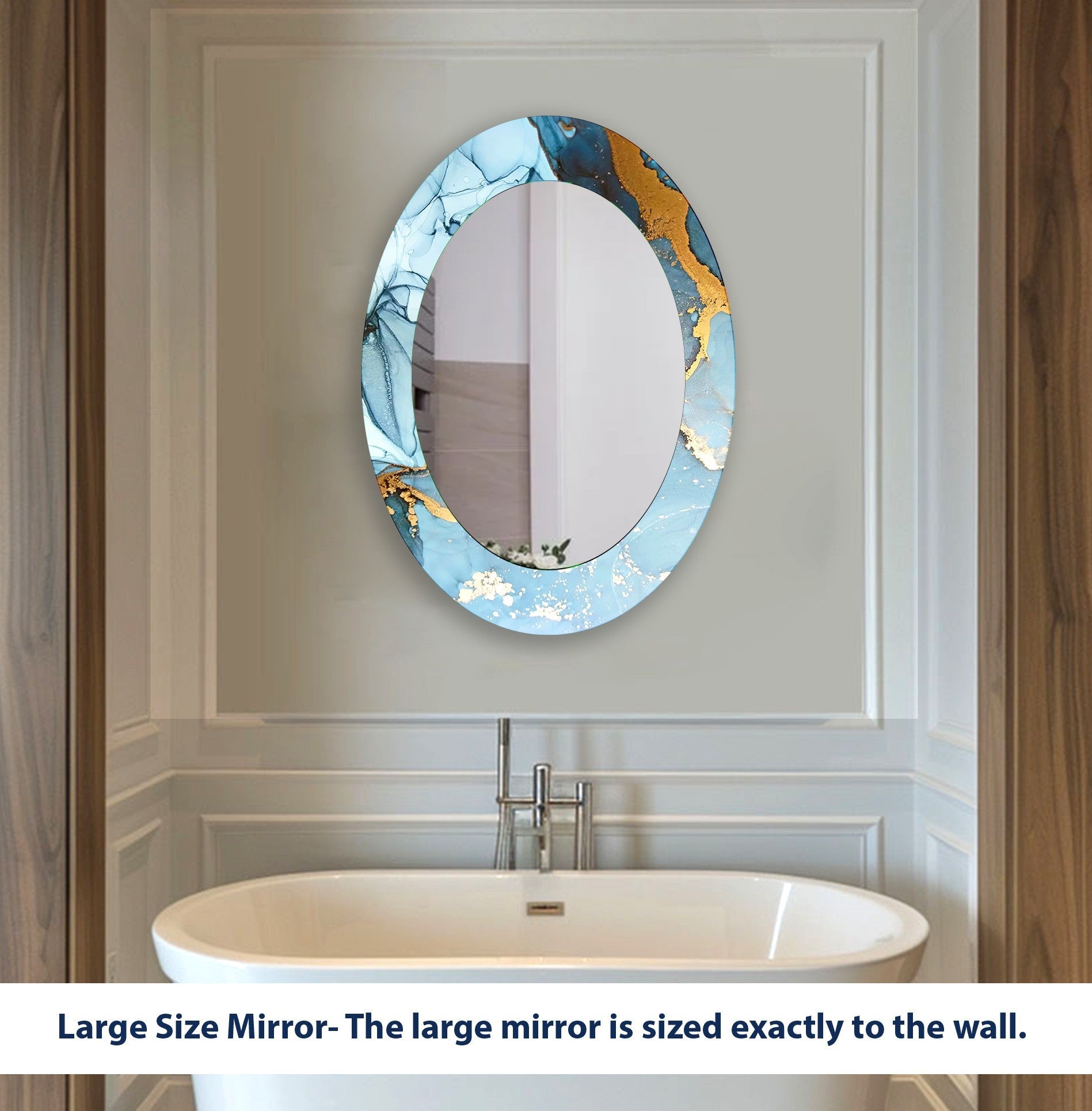 Stylish Blue Oval Wall Mirror - Elegant Home Decor for Living Room, Bedroom & Bathroom - Perfect for Vanity, Entryway & Interior Design