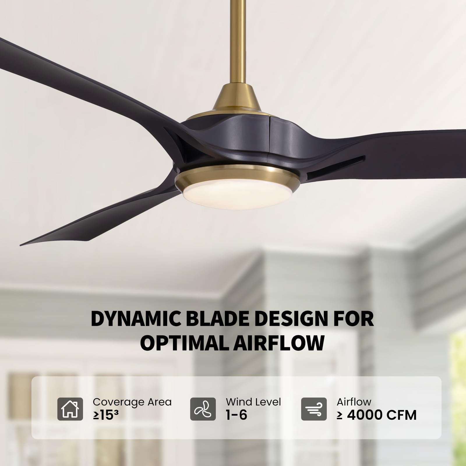 60 Inch Modern Ceiling Fan with Lights and Remote Control - 6 Speed, 3CCT, Quiet DC Motor, Reversible - Perfect for Bedroom, Living Room, Patio, Indoor and Outdoor Use