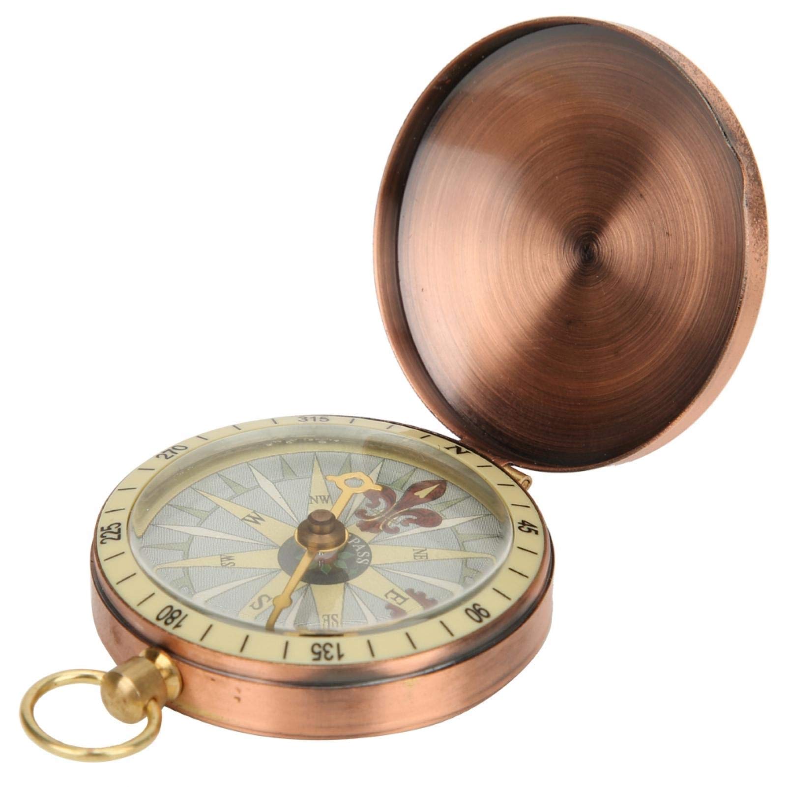 Vintage Gold-Plated Pocket Watch Compass - Mirror Polished Metal Body for Outdoor Adventures, Camping, Hiking & Picnics | Perfect Gift for Travelers & Collectors