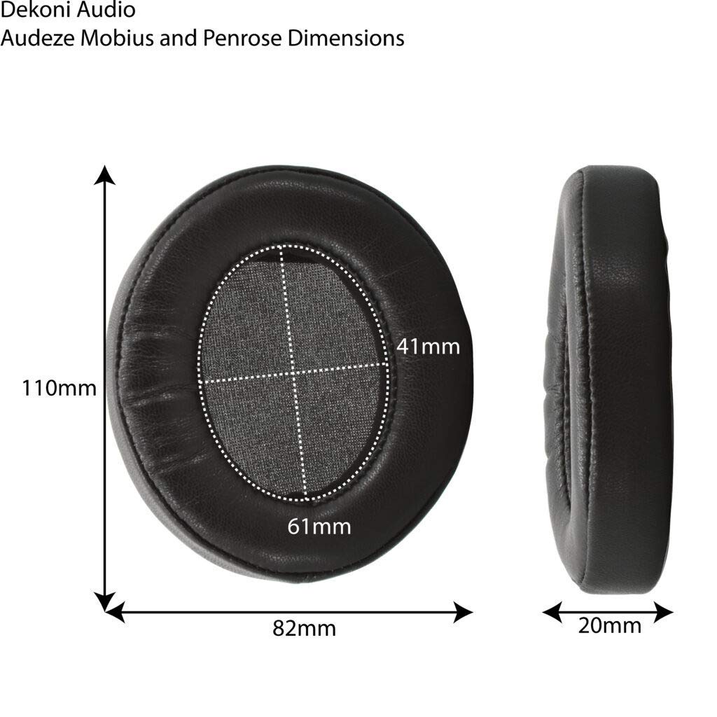 Dekoni Replacement Earpads for Audeze Mobius & Penrose Gaming Headsets - Premium Leather Foam Cushions (Black, 1 Pair) - Perfect for Long Gaming Sessions & Noise Isolation