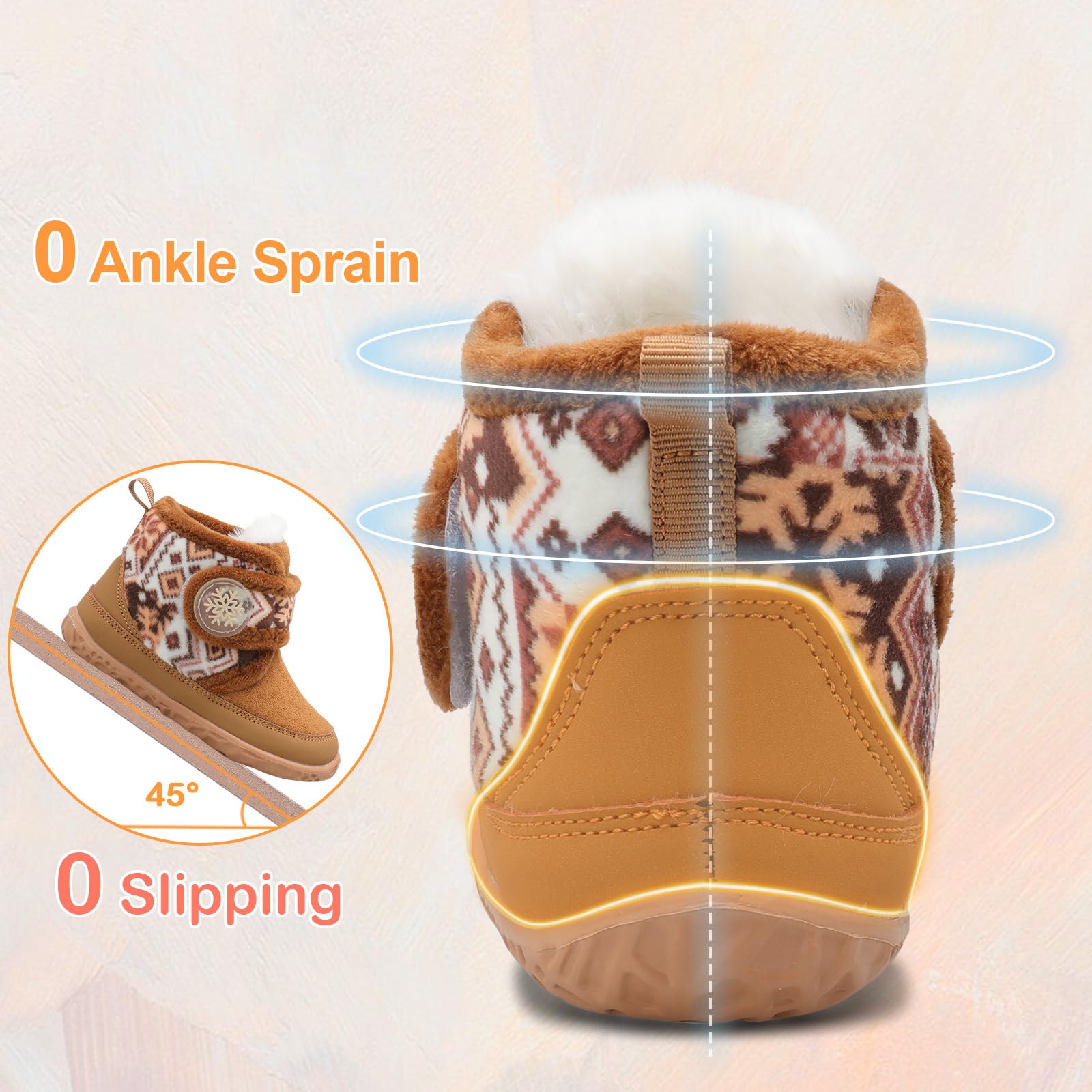 Toddler Slippers for Boys & Girls - Fuzzy Winter Boots with Hard Sole for Home & Play