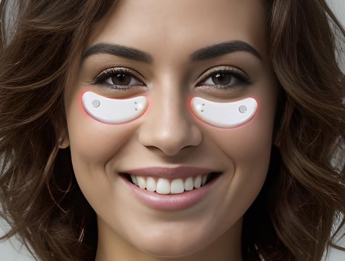Red Light Therapy Eye Patches for Dark Circles & Puffiness - Anti-Aging Eye Treatment for Wrinkles & Eye Bags - Soothing Inflammation Relief for Tired Eyes - Perfect for Home Spa & Skincare Routine (White)