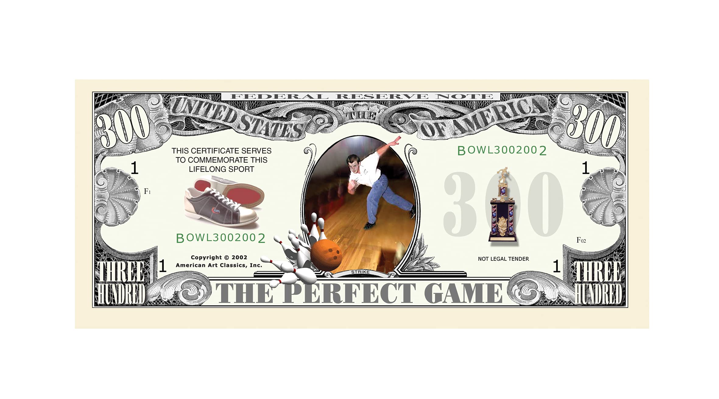 50pcs American Art Classics Bowling 300 Perfect Game Novelty Money Bills - Unique Gift for Bowlers & Bowling Enthusiasts - Perfect for Birthdays, Parties, and Sports Memorabilia Collectors