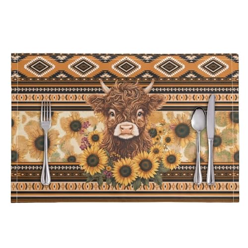 Aztec Sunflowers Highland Cow