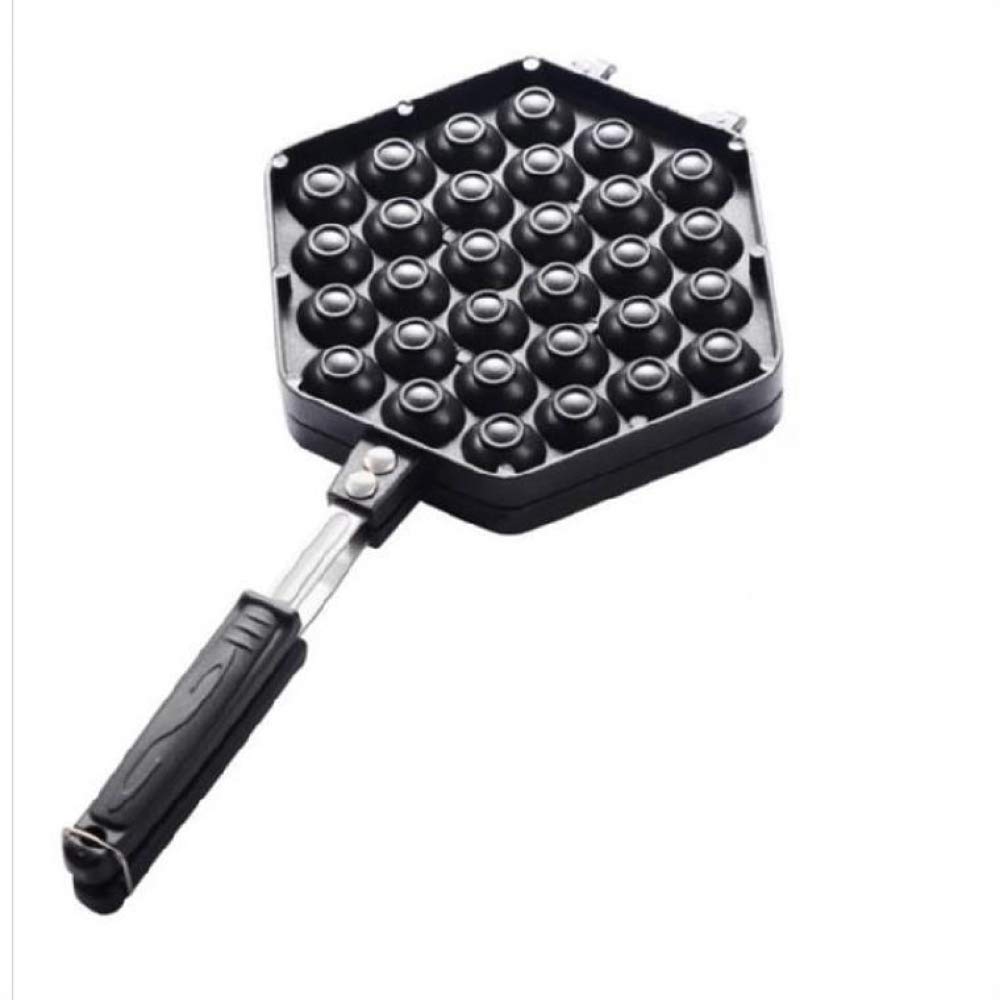 Qiuqiu Aluminum Non-Stick Egg Waffle Pan - Double Sided Bubble Waffle Maker for Hong Kong Style Egg Puffs, Pancakes & Cakes - Perfect for Home Kitchen, Breakfast, Brunch & Dessert Making