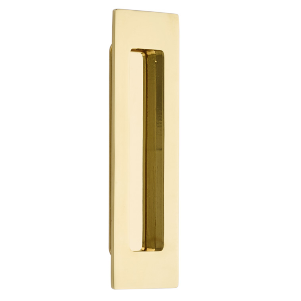 Modern Rectangular Flush Unlacquered Polished Brass Recessed Door Pull - Cabinet Hardware for Kitchen, Bathroom & Furniture - Sleek & Durable Design for Home & Office Use