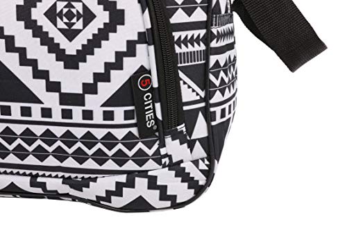 16 Inch Carry On Hand Luggage Flight Duffle Bag - Lightweight 19L Travel Duffel for Airplane, Gym & Weekend Trips - Fits Under Seat & 2nd Bag Option (Black Aztec Design) - Perfect for Business Travel, Sports Gear & Overnight Stays