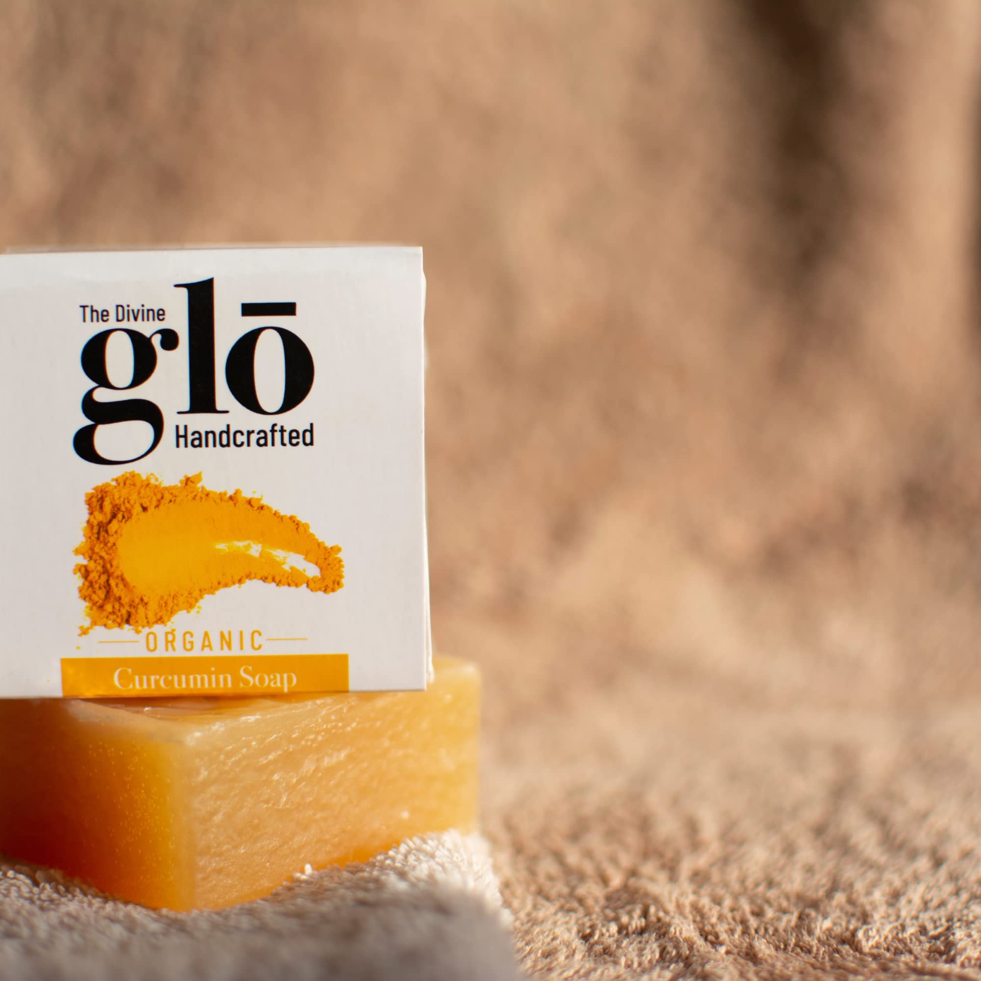 Organic Turmeric & Curcumin Handmade Soap by The Divine Foods - 200g (2 x 100g Bars) - Natural Skincare for Acne, Eczema & Glowing Skin