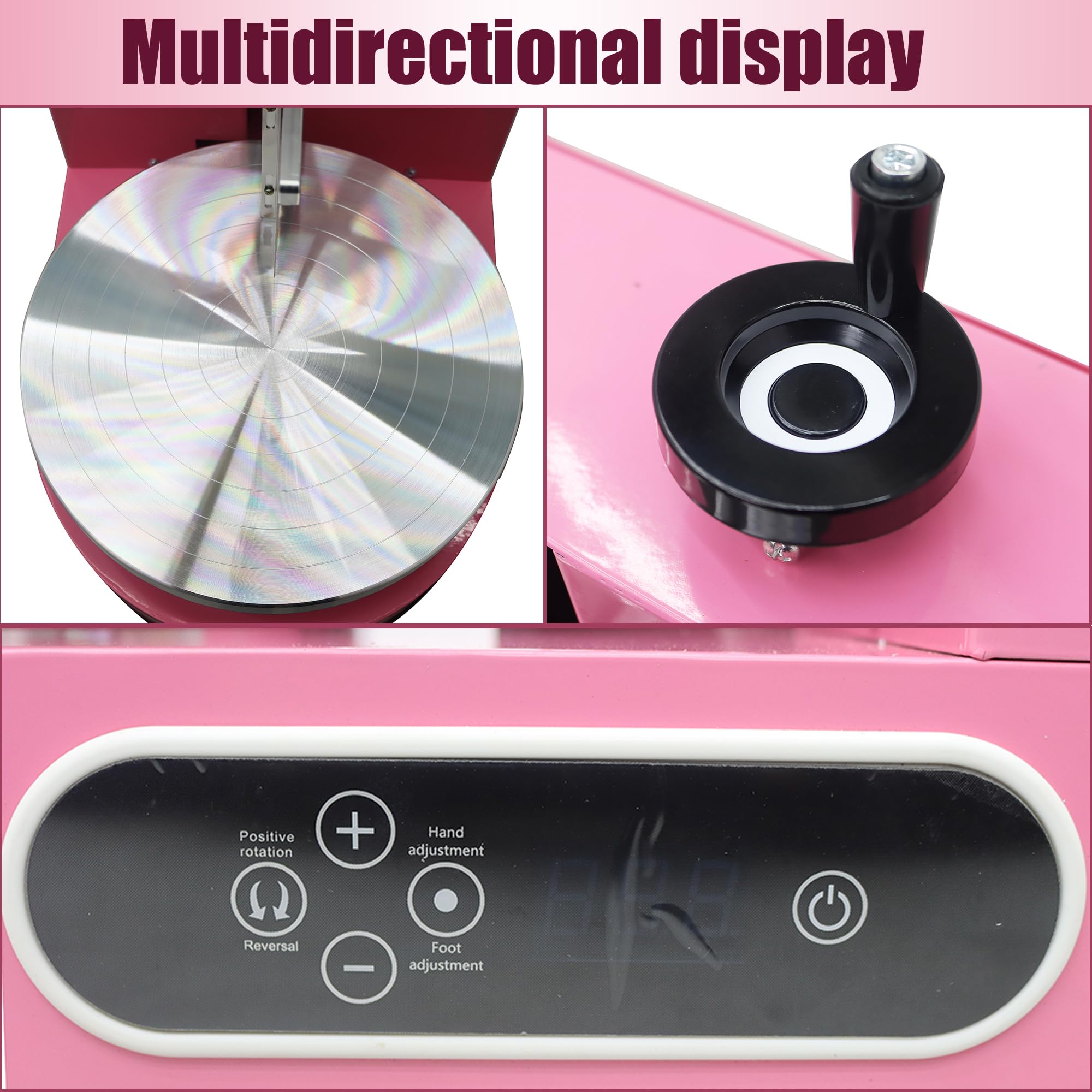 110V Pink Cake Decorating Machine - 4 to 12 Inch Cake Coating & Smoothing Tool with Waterproof LCD Display, Stainless Steel Spatula & Leak-Proof Plug | Perfect for Bakeries, Wedding Cakes & Home Baking Decorations