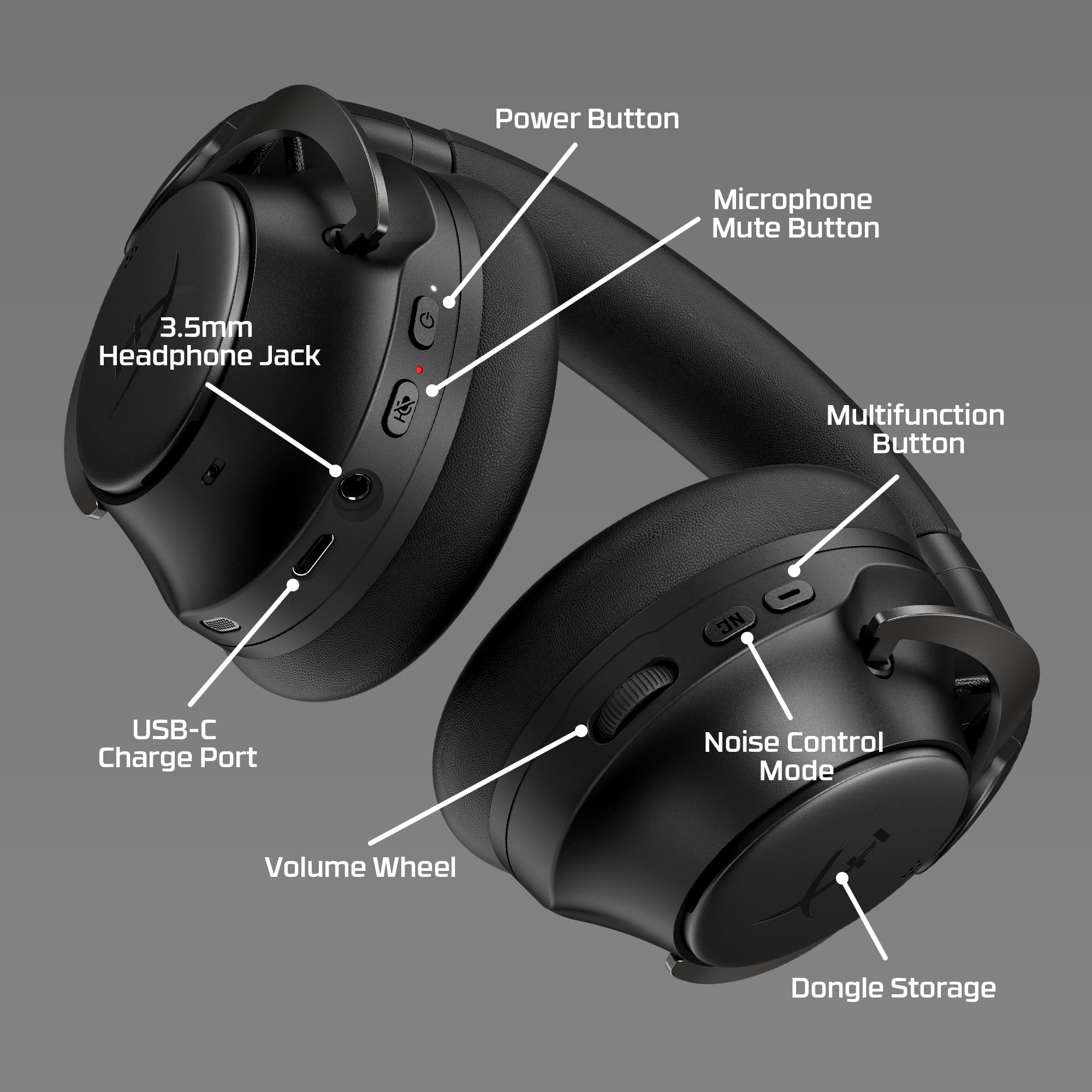 HyperX Cloud Mix 2 Wireless Gaming Headset with ANC - Bluetooth 5.3 & 2.4GHz Dongle for PC, PS5, Nintendo Switch, Steam Deck - Noise Cancelling Over-Ear Headphones with USB-C (Black) - Perfect for Gaming, Streaming & Remote Work