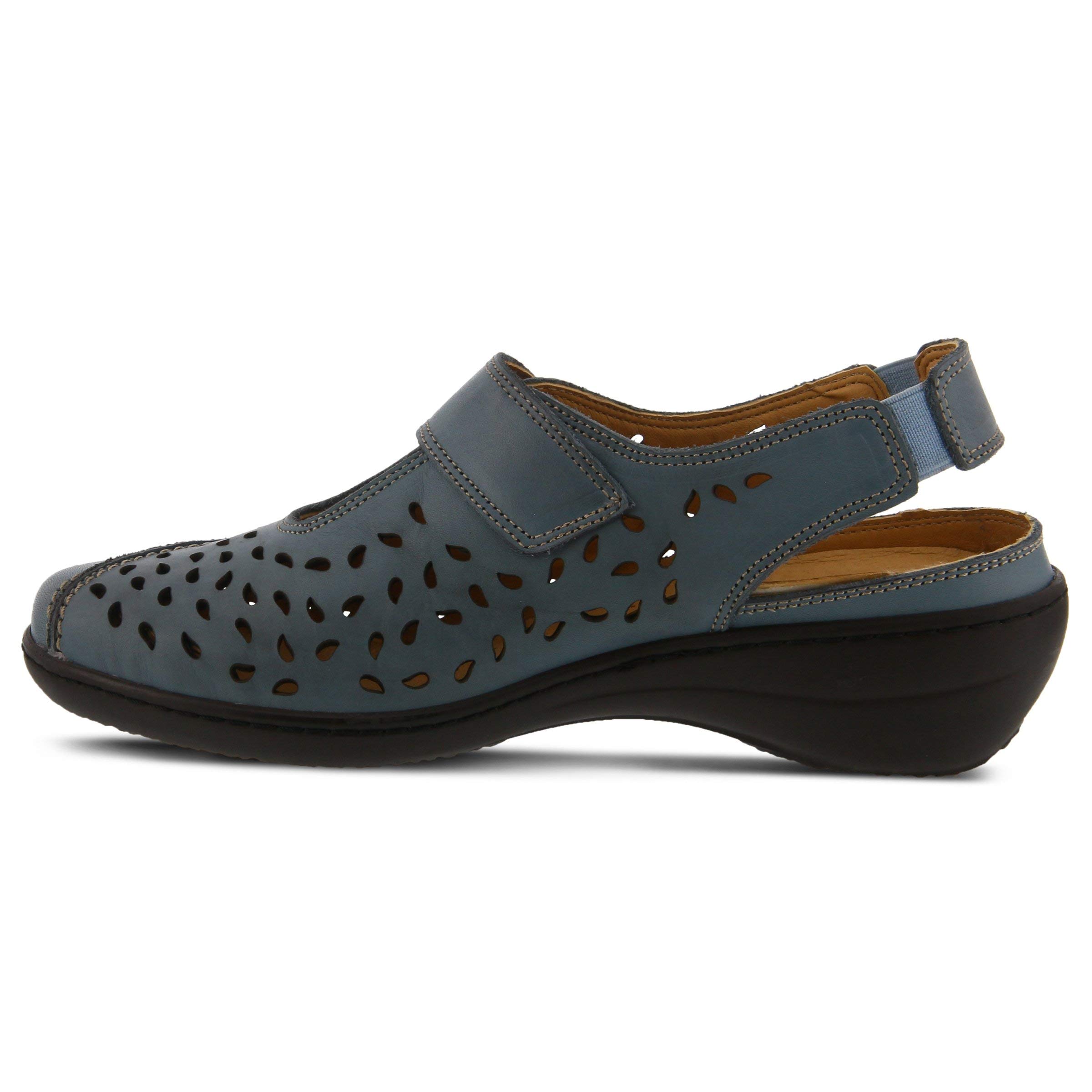 Spring Step Women's Fogo Leather Slingback Shoes - Denim Blue Comfortable Casual Sandals for Summer Outfits, Beach Wear & Date Nights