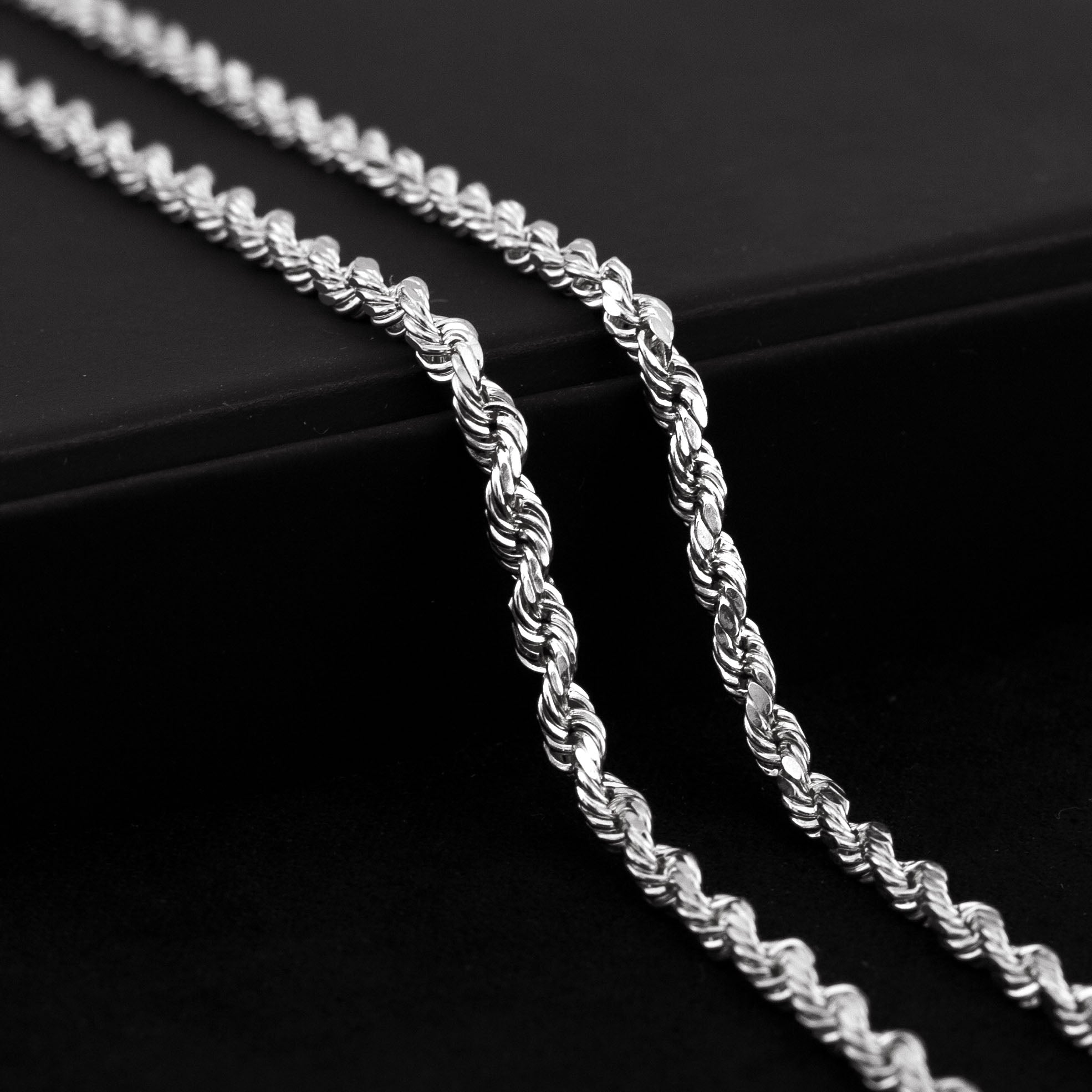 10K White Gold Rope Chain Necklace 3mm - Elegant Jewelry for Women, Perfect for Everyday Wear, Parties & Special Occasions