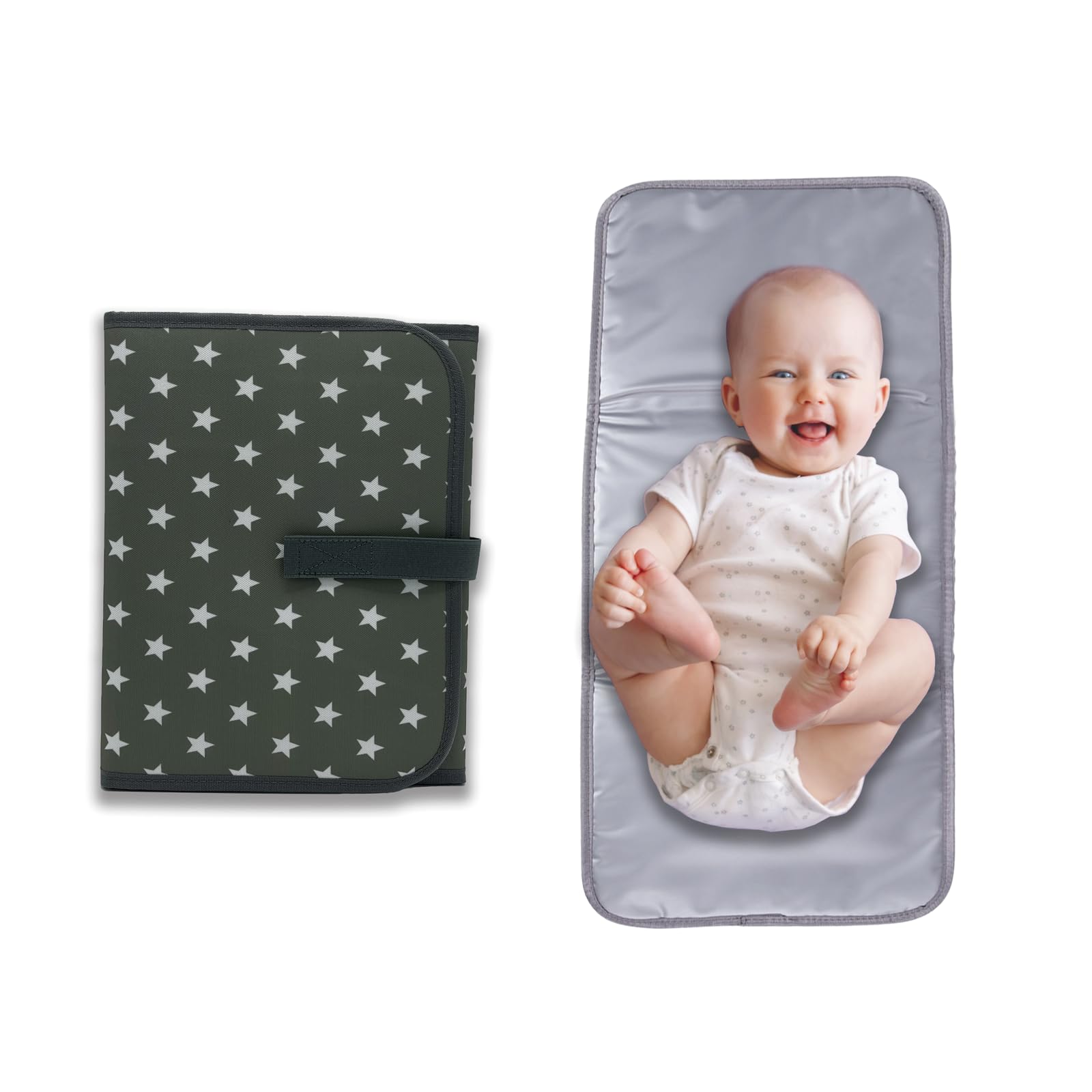Portable Waterproof Baby Changing Pad for Newborns 0-12 Months - Foldable Travel Diaper Changing Mat with Liner | Essential Nursery & On-the-Go Diaper Changing Solution for Home, Car & Travel