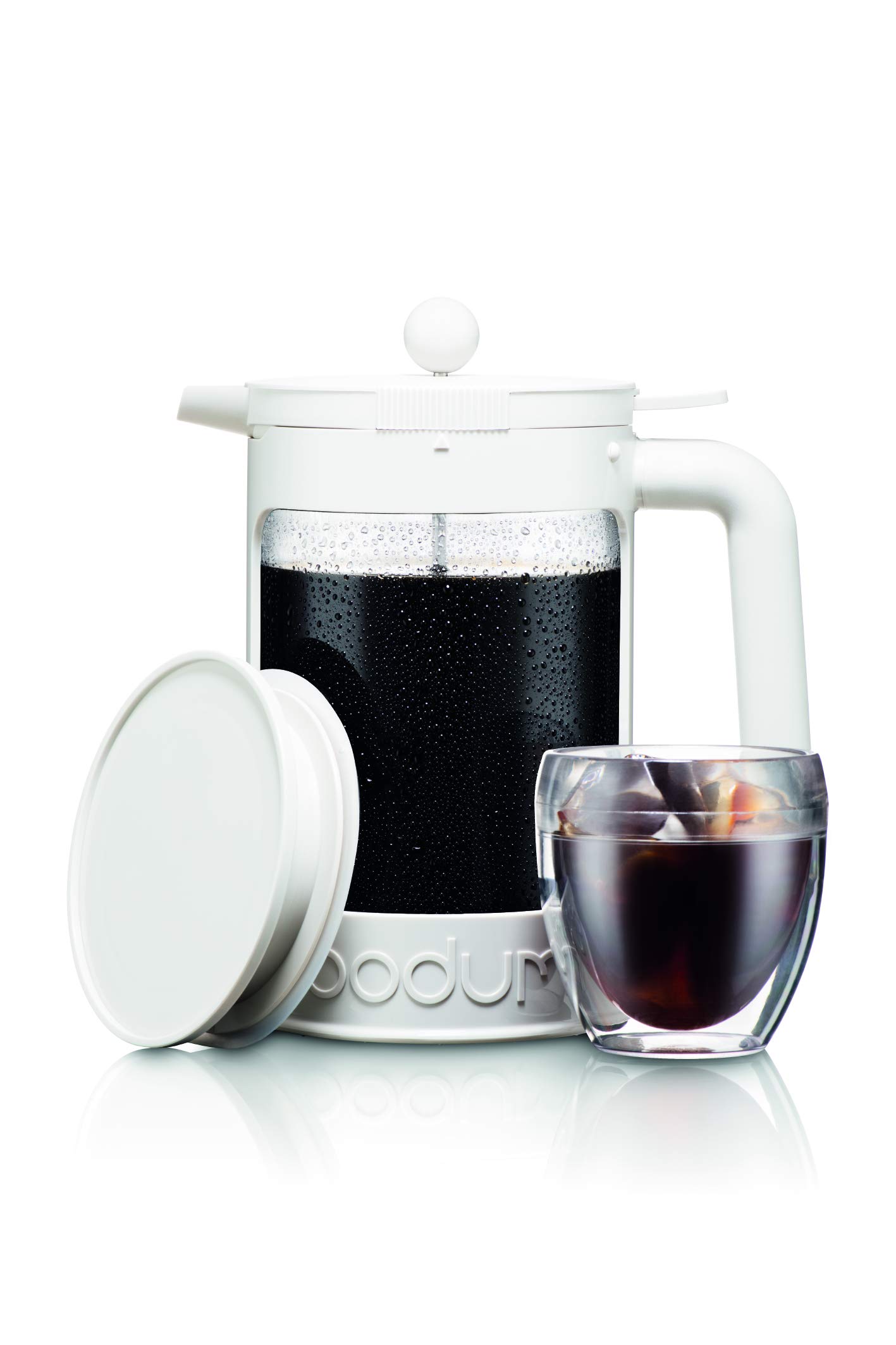 Bodum 51oz Cold Brew Iced Coffee Maker Glass Carafe with Lid - Premium White Coffee Brewer Made in Portugal for Home, Office & Outdoor Use
