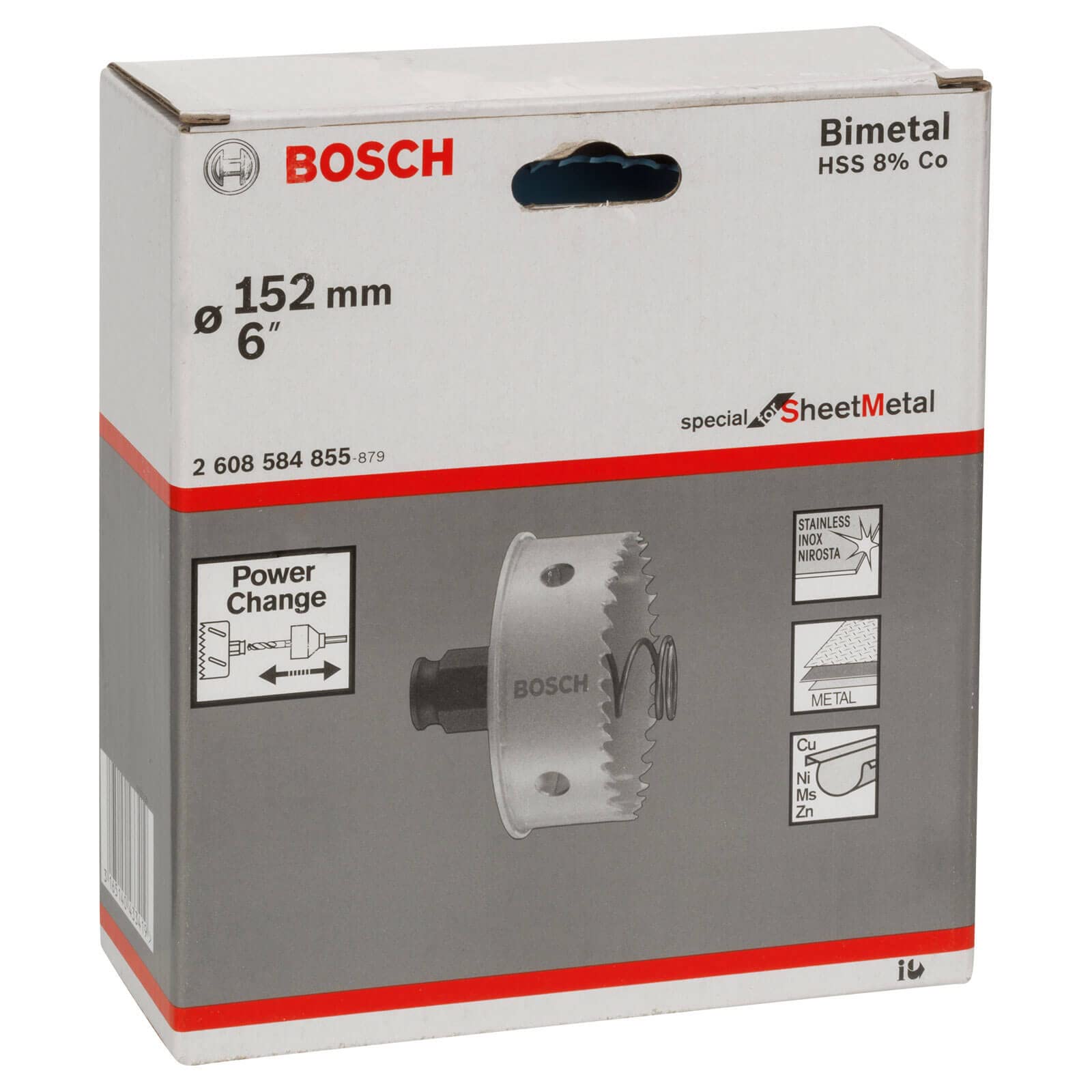 Bosch 2608584855 5.98-Inch Holesaw for Sheet Metal - Professional Metal Cutting Tool for HVAC, Electrical, and Plumbing Work