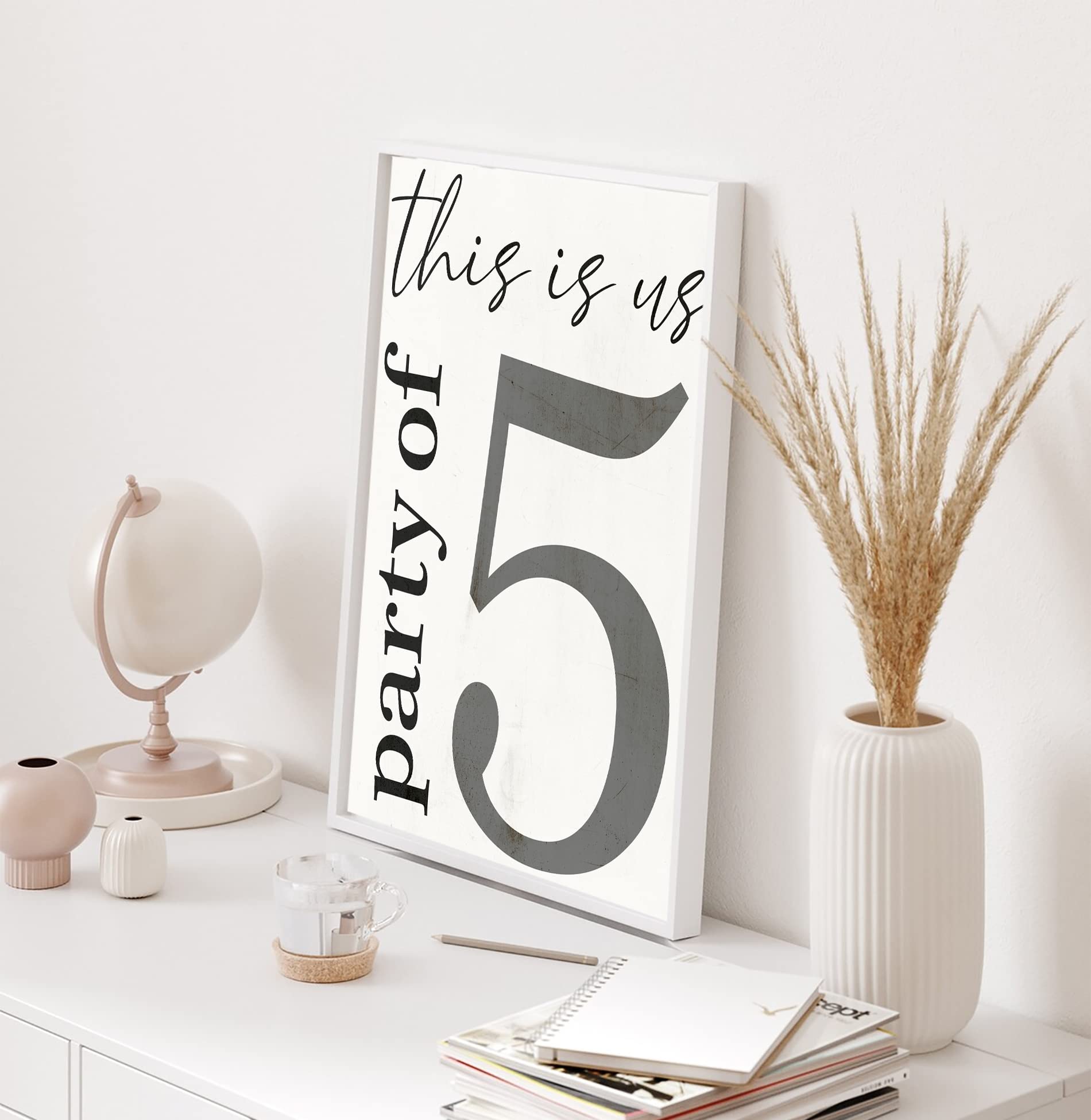 Custom Personalized Family Party of Five Poster Print - Farmhouse Home Sign, Unframed Modern Wall Art Decor (12