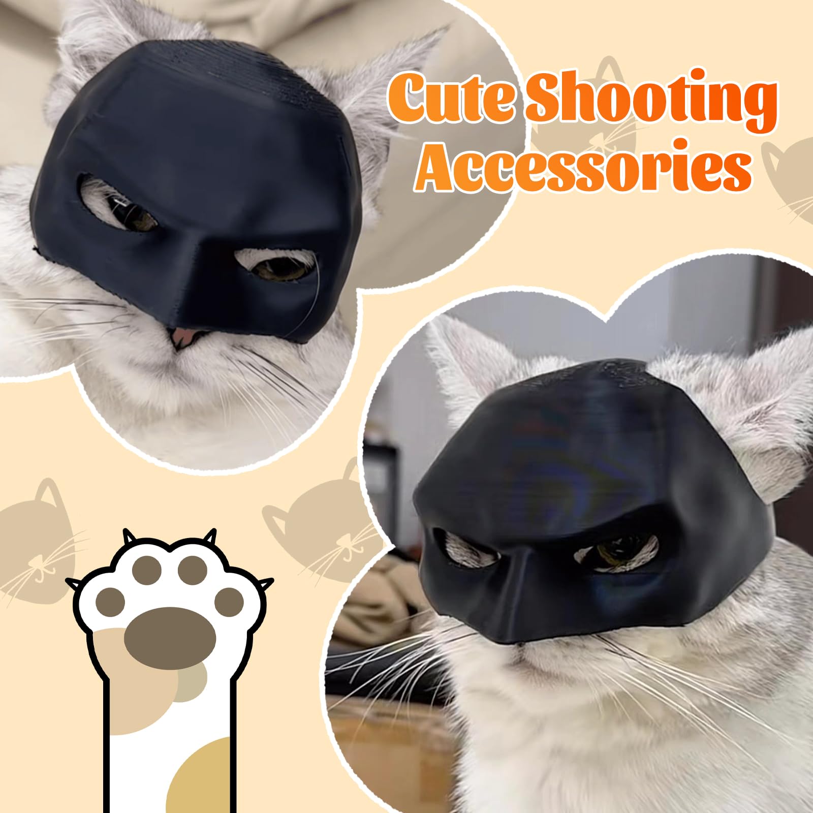 Bat Cat Mask for Halloween - Black Cat Bat Costume Accessory, Funny Pet Cosplay for Cats, Perfect for Halloween Parties & Everyday Play (1 Piece, 4.3 Inches)