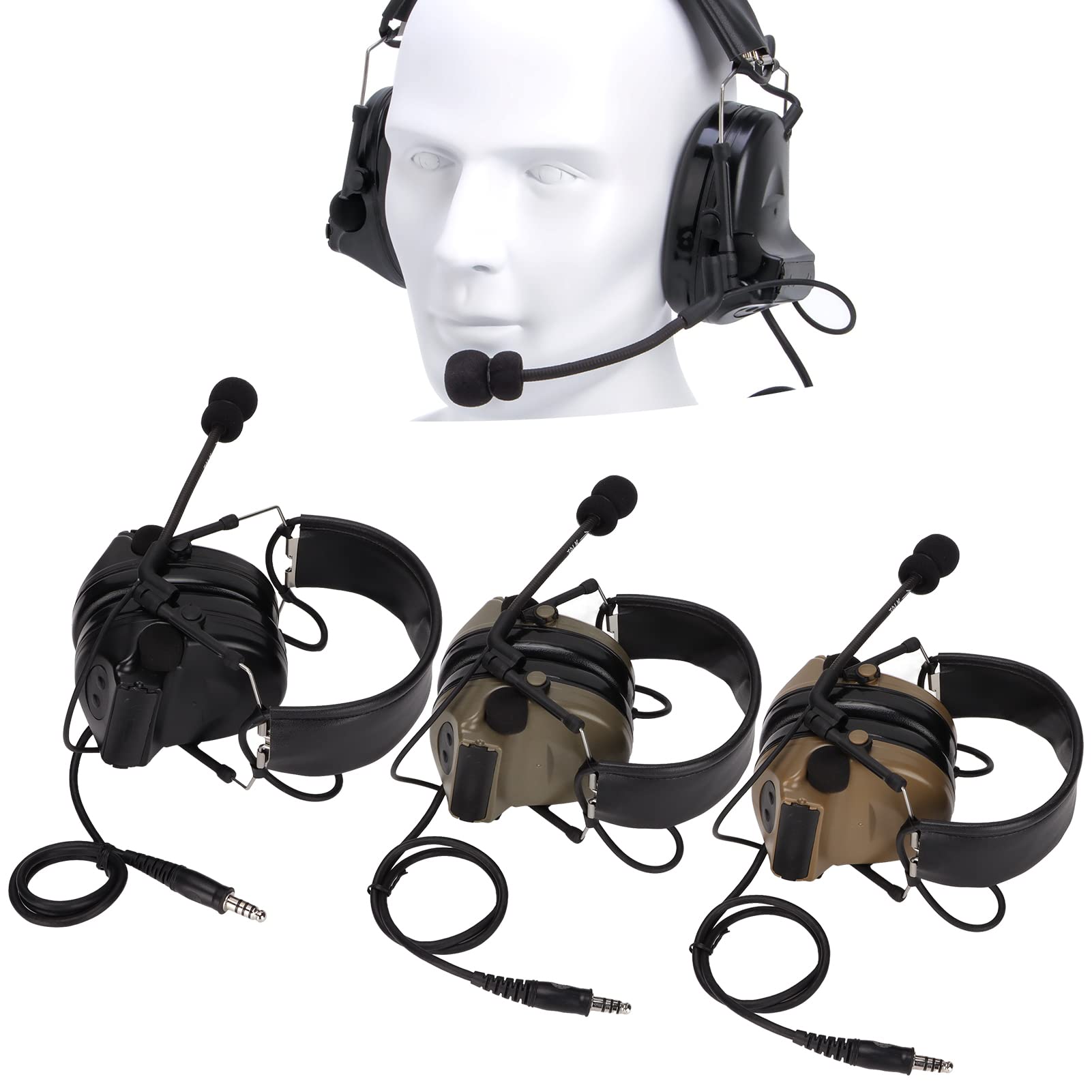 Premium Noise Cancelling Headphones with 7.1mm Silicone Earmuffs & Detachable Mic - U94 PTT Compatible for 3.5mm Mobile Phones (Black) - Ideal for Gaming, Calls, and Office Work