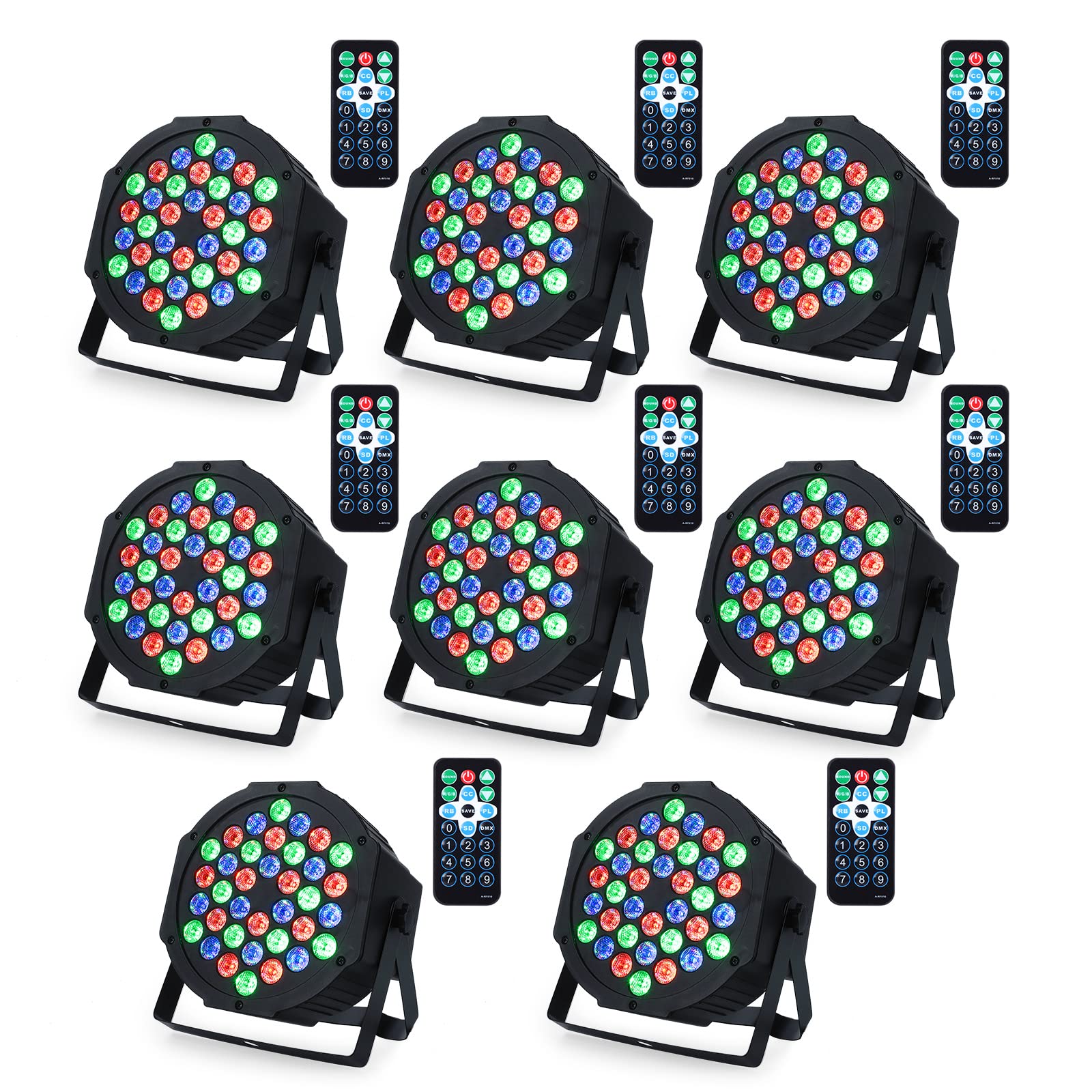 Litake DJ Par Lights - 36 LED RGB Stage Lighting with Sound Activation, Remote & DMX Control - 7 Lighting Modes for Dance Parties, Weddings, Church Events, Birthday Celebrations & Music Shows (8-Pack) - Perfect for Indoor/Outdoor Stage Lighting, Club Events, and Holiday Decorations