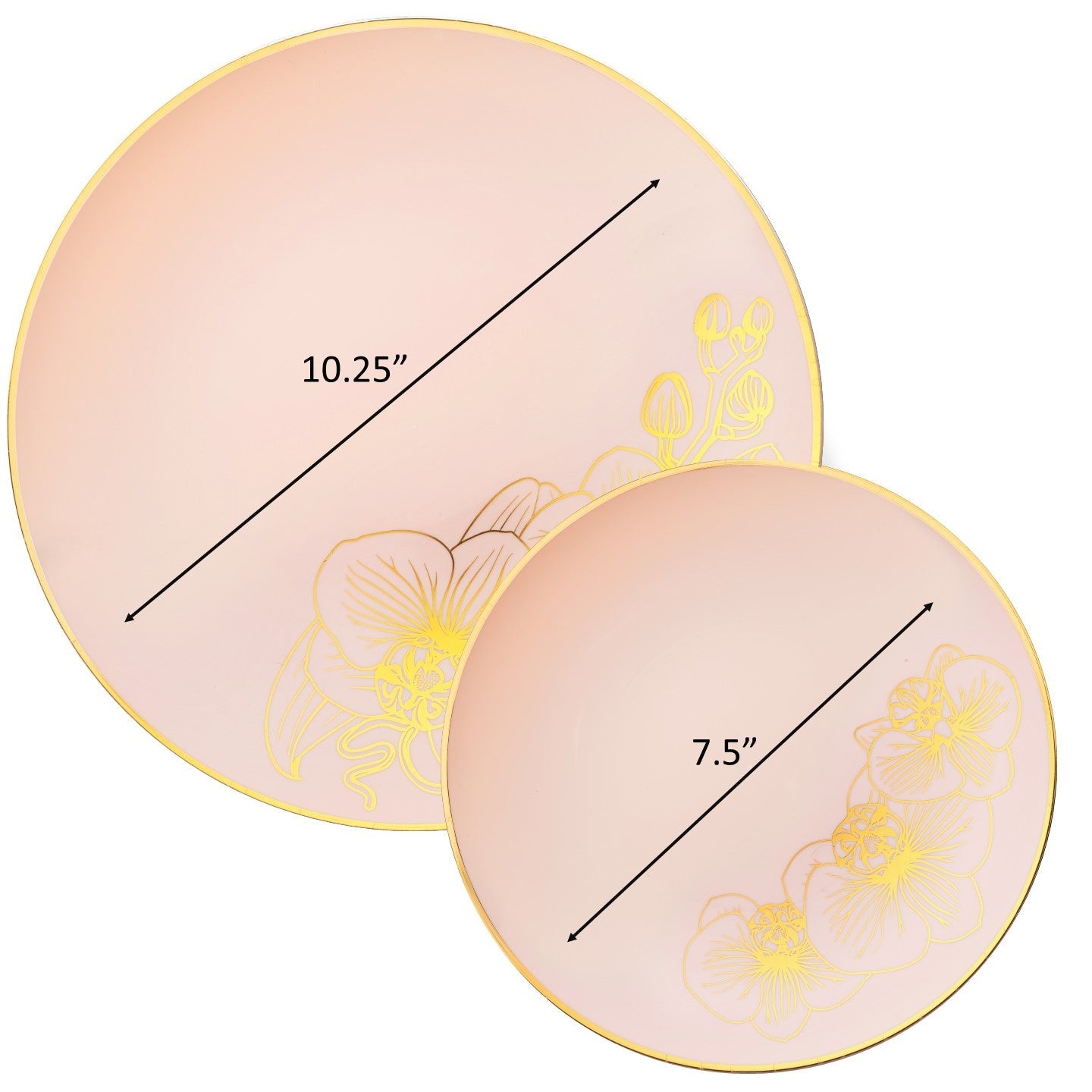 32-Piece Antique Pink and Gold Round Plastic Dinnerware Set - Elegant Disposable Plates, Bowls, Cups & Cutlery for 16 Guests - Perfect for Weddings, Parties, and Special Events