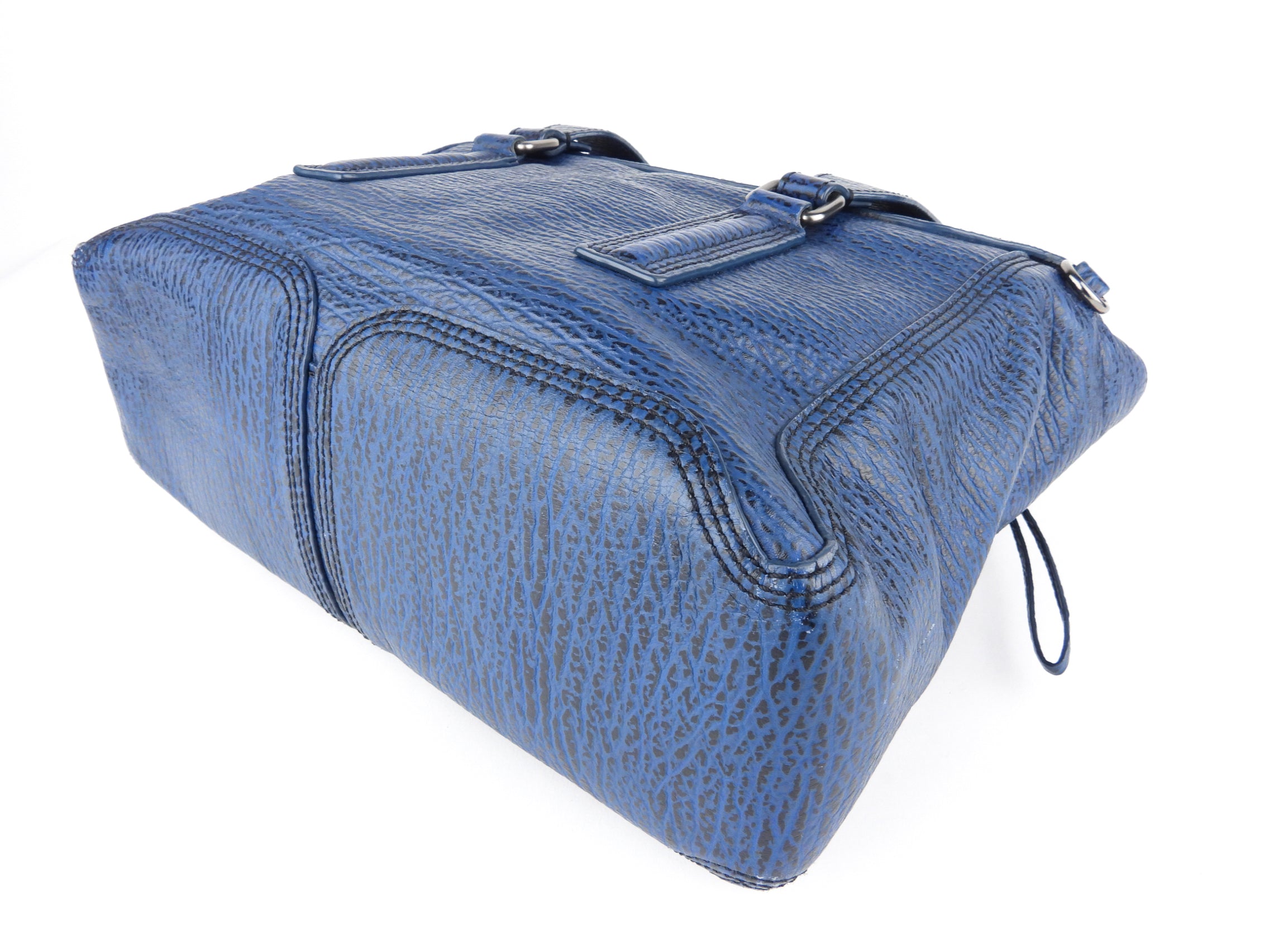3.1 Philip Lim Blue Grained Leather Pashli Medium Satchel Bag - Stylish Women's Handbag for Work, Travel & Everyday Use
