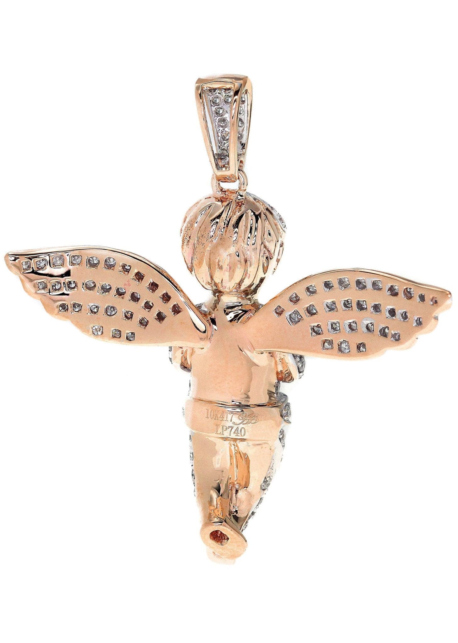 Diamond Angel Pendant Necklace - 10.5 Grams Solid Gold, 1.58 Carats Genuine Diamonds - Perfect for Christmas Gifts, Anniversary Presents & Special Occasions