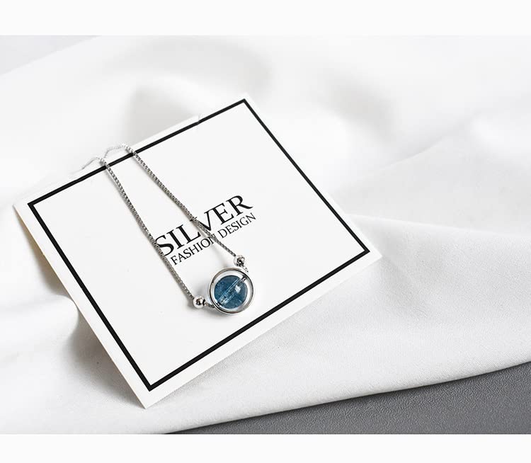 KBL 925 Sterling Silver Bracelet for Women & Girls - 7 Inch Natural Blue Phantom Quartz Crystal Healing Jewelry with Gift Box | Elegant Everyday Wear, Spiritual Healing, Birthday & Anniversary Gift