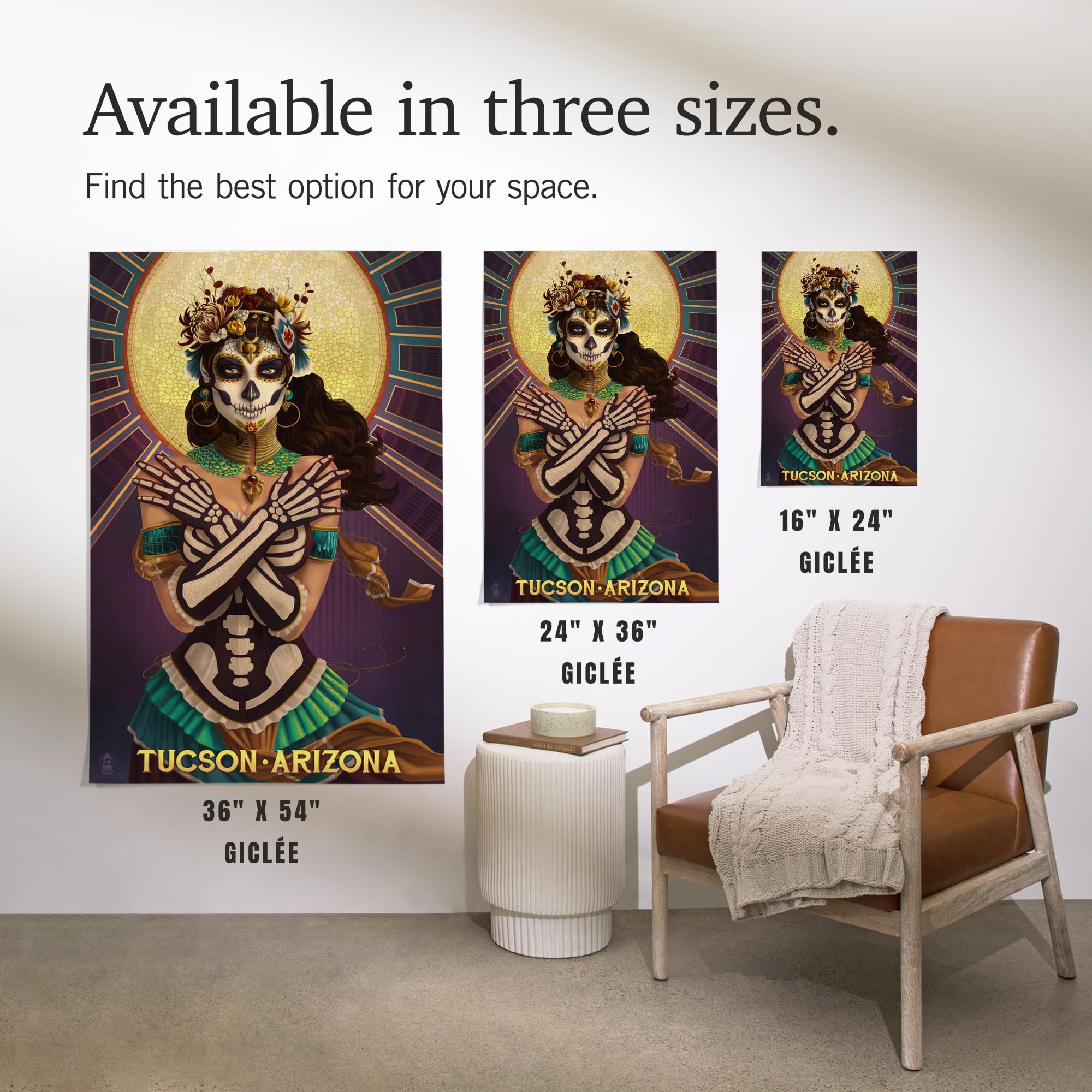 Lantern Press 16x24 Inch Giclee Art Print - Tucson Arizona Day of the Dead Crossbones Wall Decor | Perfect for Southwest Home Decor, Office Art & Dia de Los Muertos Celebrations