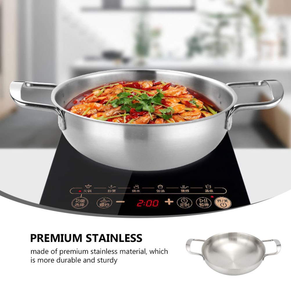 Hemoton 1pc Stainless Steel Soup Pot with Lid - Nonstick Kitchen Stockpot for Cooking, Frying & Boiling - Perfect for Noodles, Seafood, Hot Pot, Sauces & Eggs - Ideal for Home Kitchen, Restaurant & Camping Use