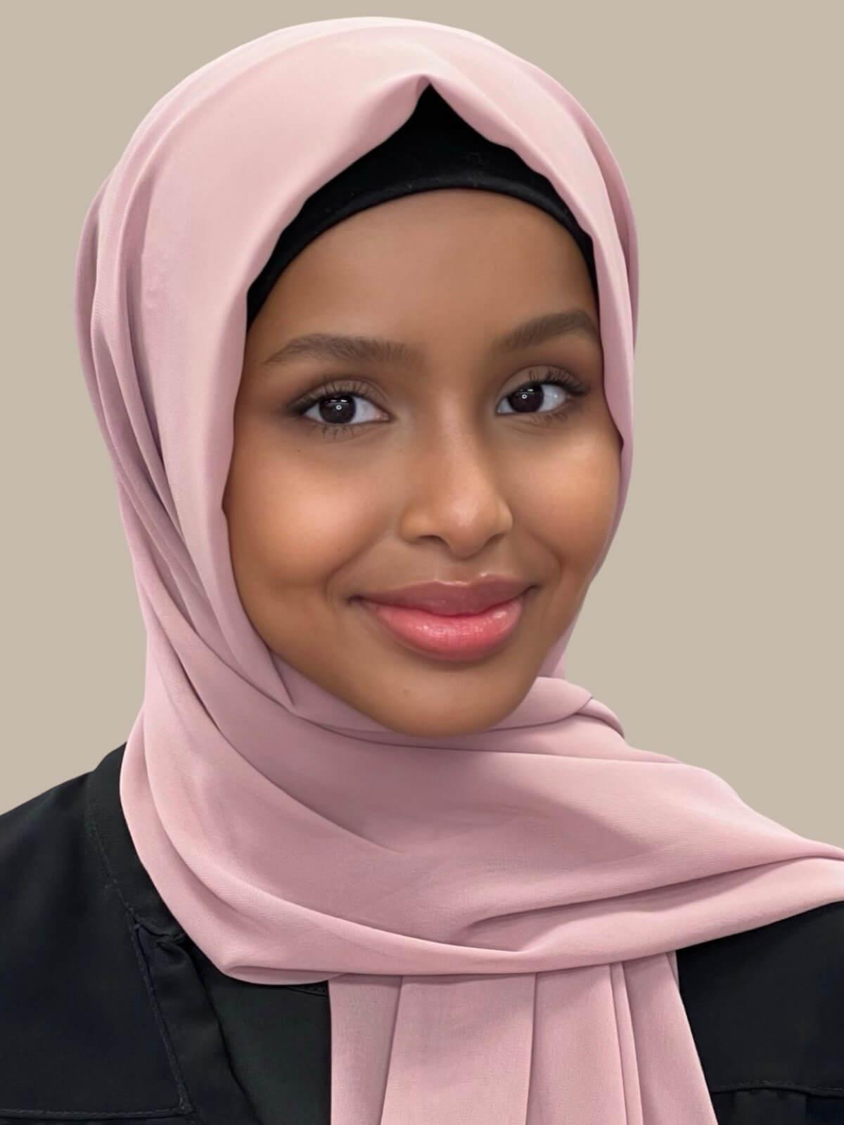 Luxury Chiffon Hijab Scarf - Soft Dusty Rose Shawl for Women | Perfect for Daily Wear, Prayer, and Special Occasions