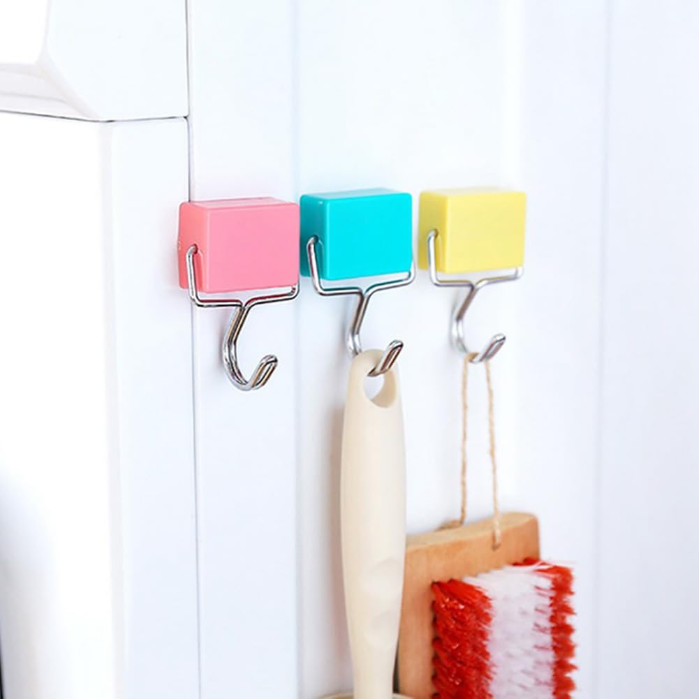 DDJYP Creative Super Strong Magnetic Hooks - 4 Pack Colorful Heavy Duty Magnetic Hooks for Kitchen, Garage, Office & Home Organization