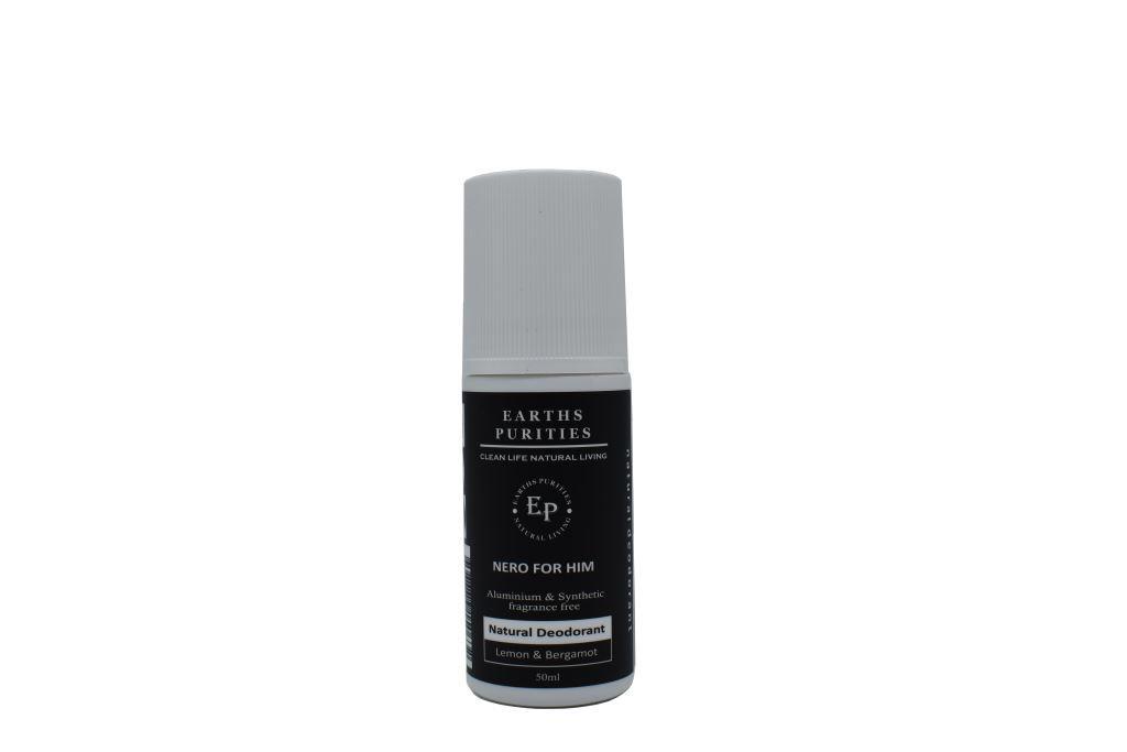 Earth's Purities For Him Nero Roll-On Deodorant - Natural & Long-Lasting Men's Deodorant - Fresh Scent for Daily Use at Work, Gym & Outdoor Activities