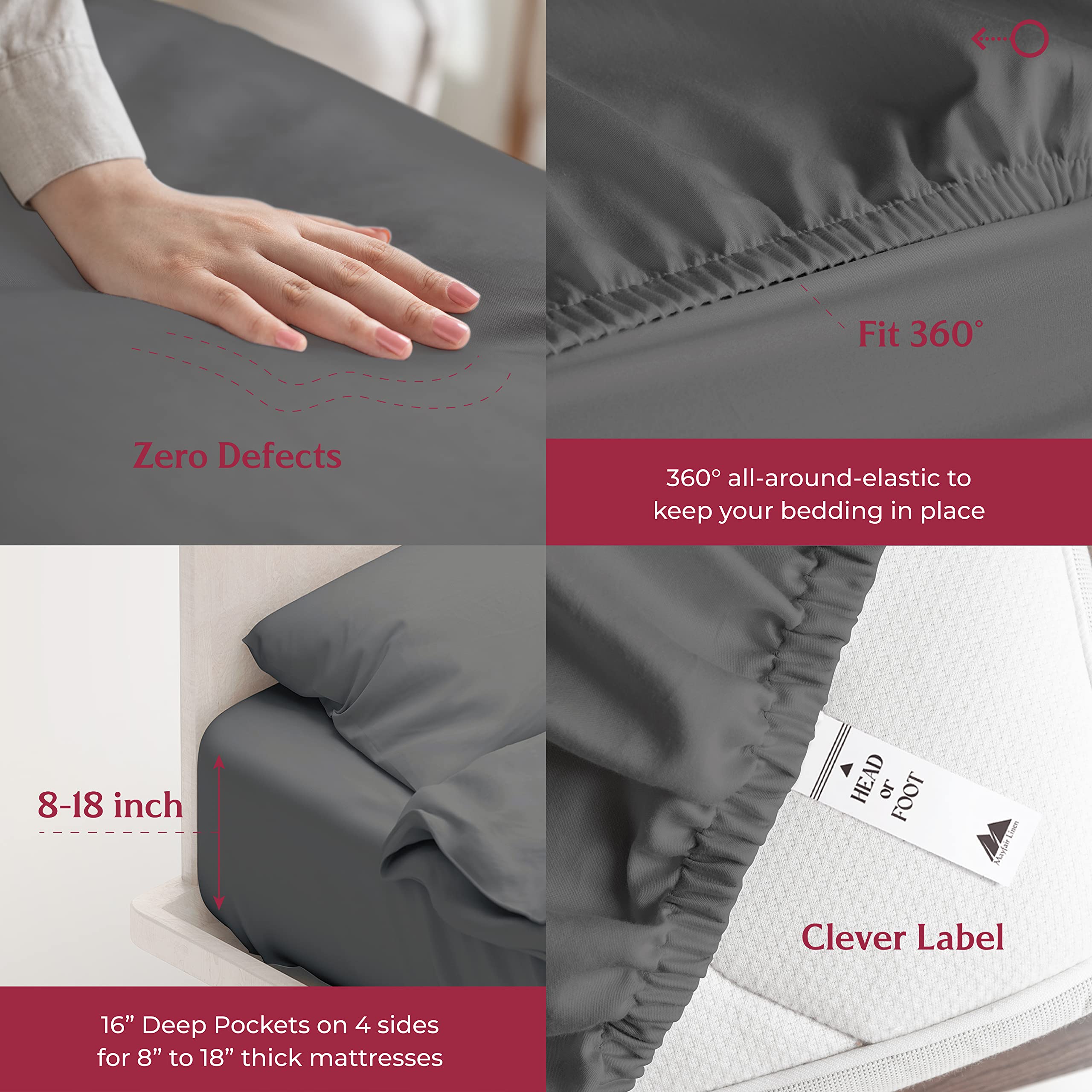Mayfair Linen 100% Egyptian Cotton King Size Sheets - 800 Thread Count Luxury 6-Piece Hotel Bedding Set with 16
