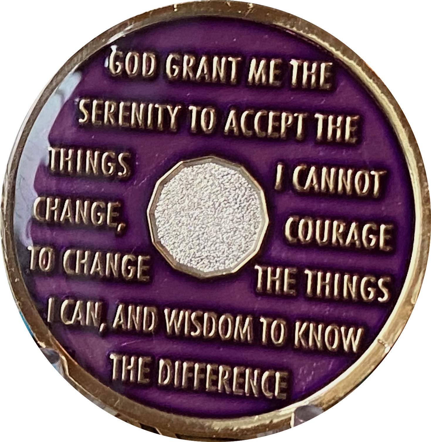 36 Year AA Medallion - Metallic Purple Tri-Plate Sobriety Chip XXXVI for Recovery Milestones & Celebrations - Perfect for AA Meetings, Gifts, and Sobriety Anniversaries