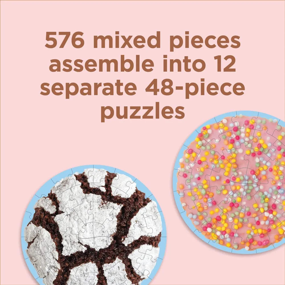 12 Pack Freshly Baked Cookies Jigsaw Puzzles - 48 Piece Cookie-Themed Puzzles for Family Game Night & Holiday Gift Giving