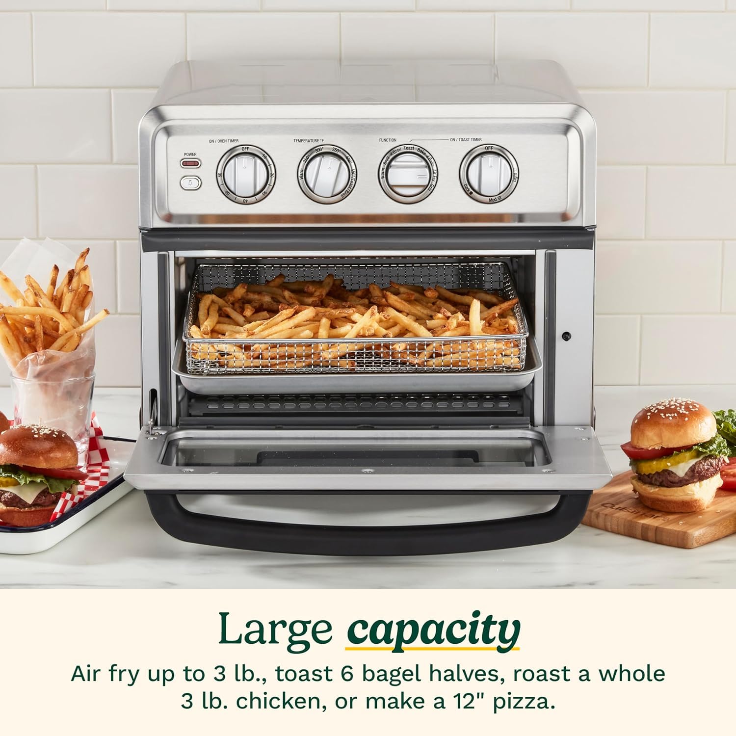 Cuisinart TOA-70C 8-in-1 Air Fryer Toaster Oven with Convection, Bake, Grill, Broil & Warm Functions - Stainless Steel Countertop Oven for Healthy Cooking, Roasting, and Reheating Food