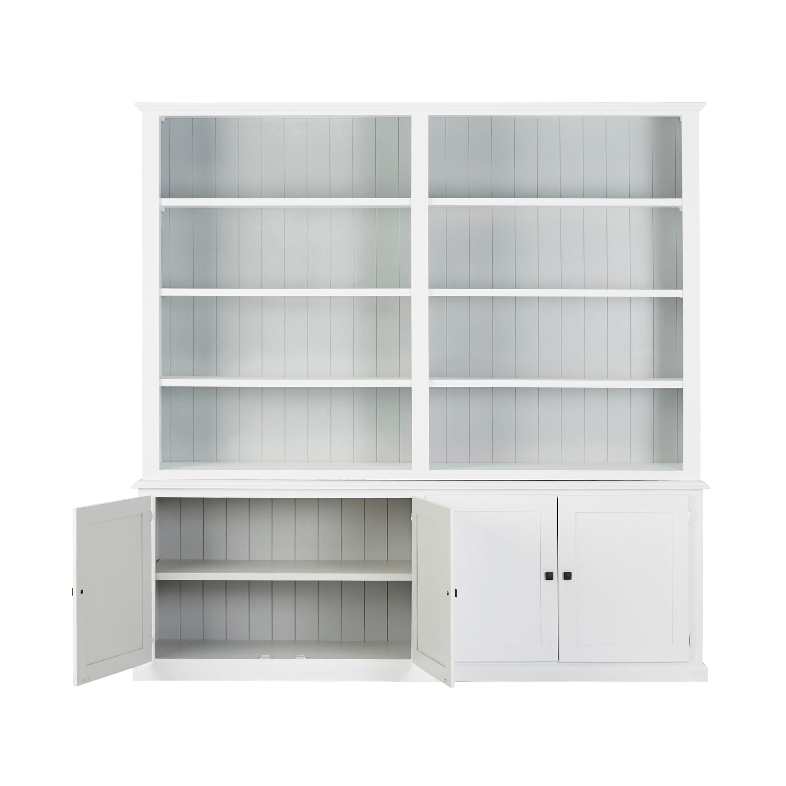 White Armand 4-Door Library Bookcase 240x240cm - Modern Storage Shelf for Living Room, Office & Study Room Organization