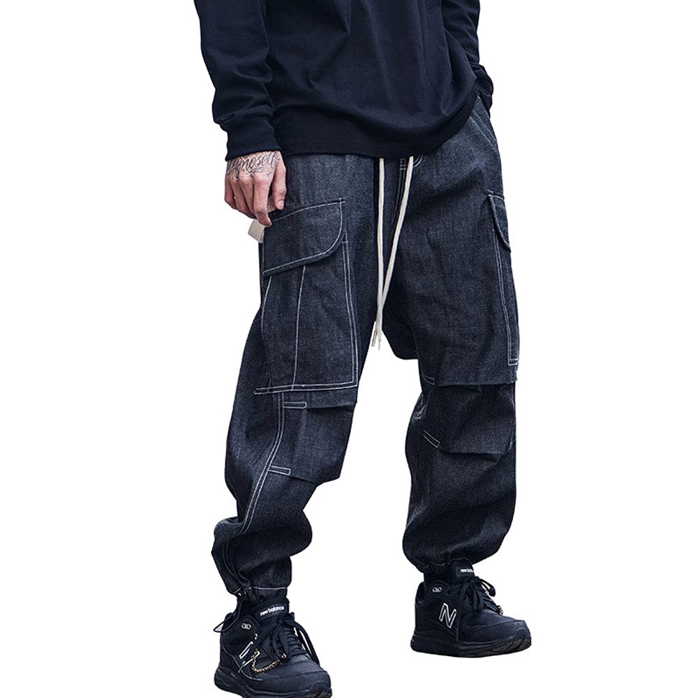 **Astellarie Men's Baggy Cargo Joggers - Loose Fit Casual Sweatpants with Drawstring & Multi-Pockets | Hip-Hop Streetwear, Workout, Lounge & Travel Pants**