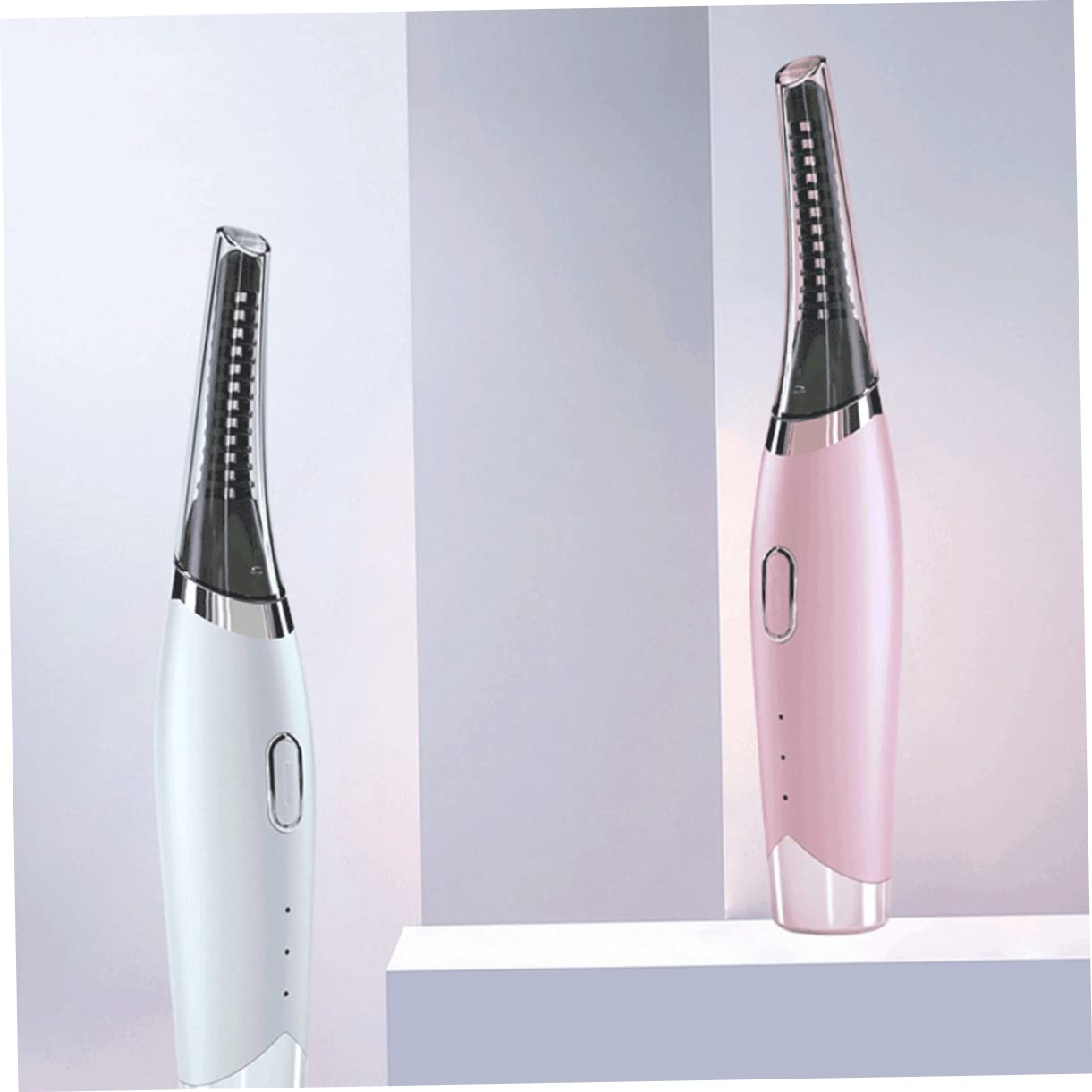 PLAFOPE USB Heated Eyelash Curler with 3 Temperature Settings - Pink ABS Electronic Lash Curling Iron & Brush for Perfect Curled Lashes - Great for Home, Travel, and Professional Makeup Use