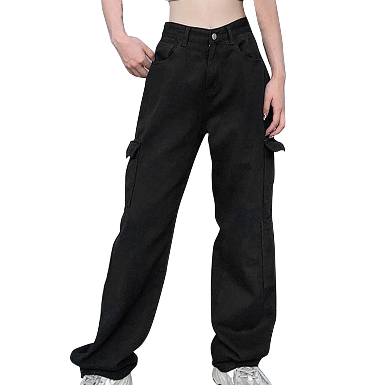 ZYNIC Women's Baggy Cargo Pants - Streetwear Hip Hop Joggers Sweatpants with Drawstring Waist | Casual Loose Fit Cargo Pants for Women | Perfect for Street Style, Gym, and Everyday Wear