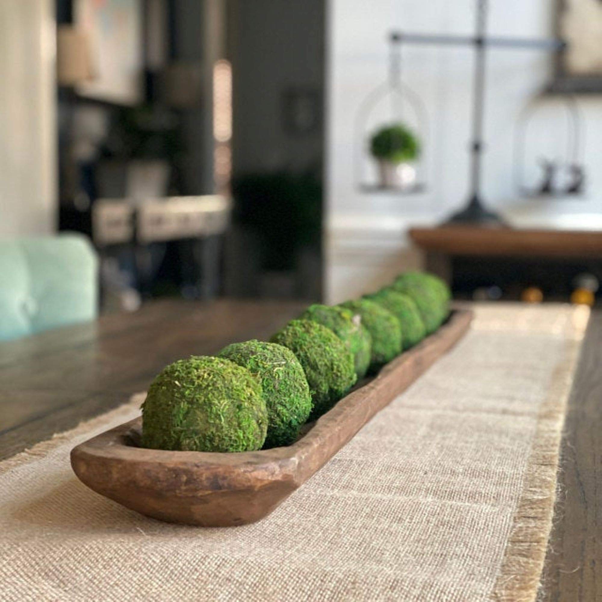 Extra Long Skinny Wood Dough Bowl - Handcrafted Rustic Decorative Serving Bowl for Centerpieces, Farmhouse Decor, Wedding & Tabletop Display - The Rio Grande Collection - Perfect for Bread, Fruits, Nuts Display and Home Decor