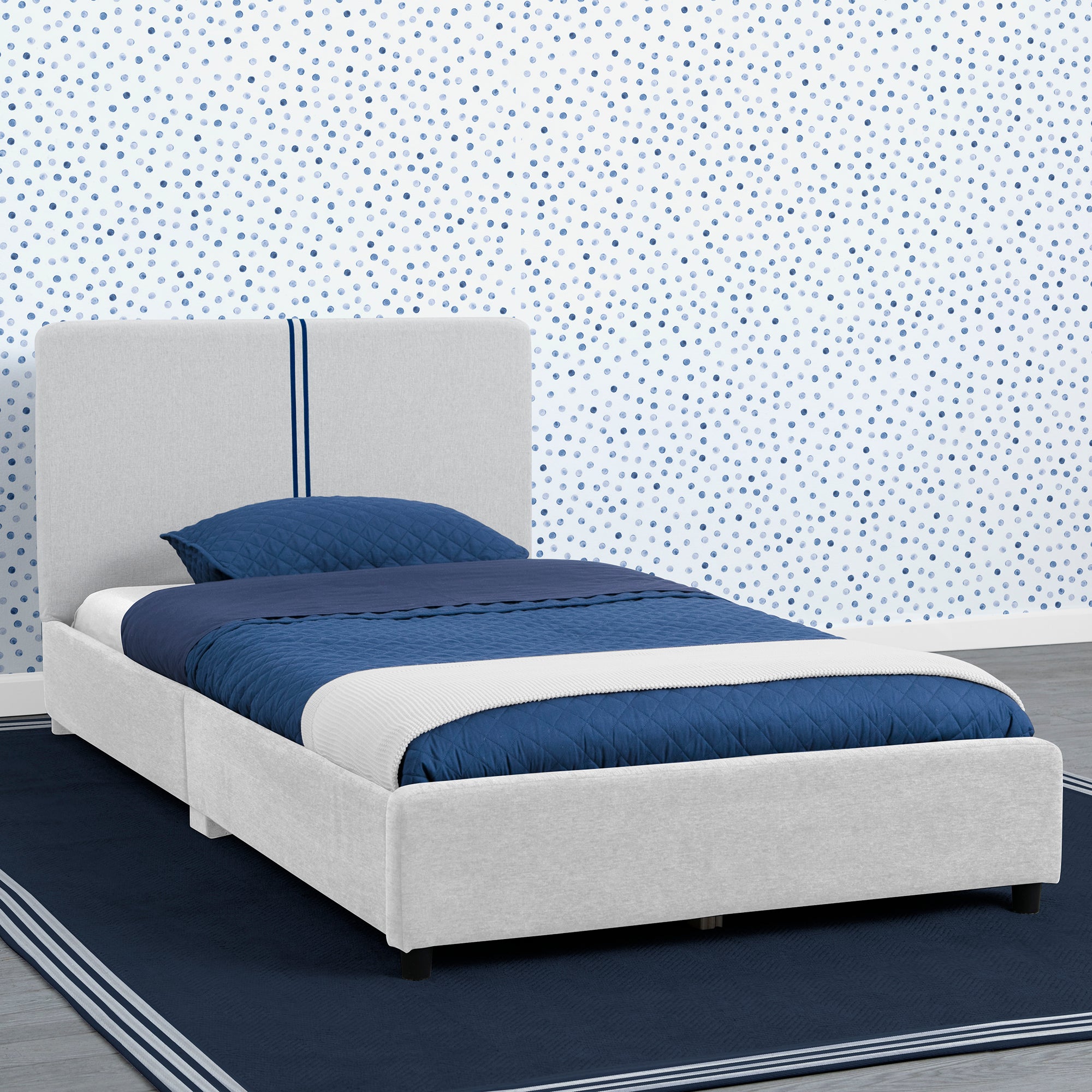 Upholstered Twin Bed with Headboard - Soft Fabric Bed Frame for Kids & Teens - Perfect for Bedrooms, Dorms & Guest Rooms