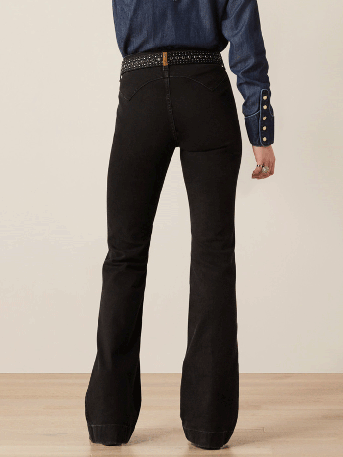 Ariat Women's High Rise Dixie Slim Trouser Jeans - Valencia Black | Comfortable Stretch Denim Pants for Work, Riding & Casual Wear
