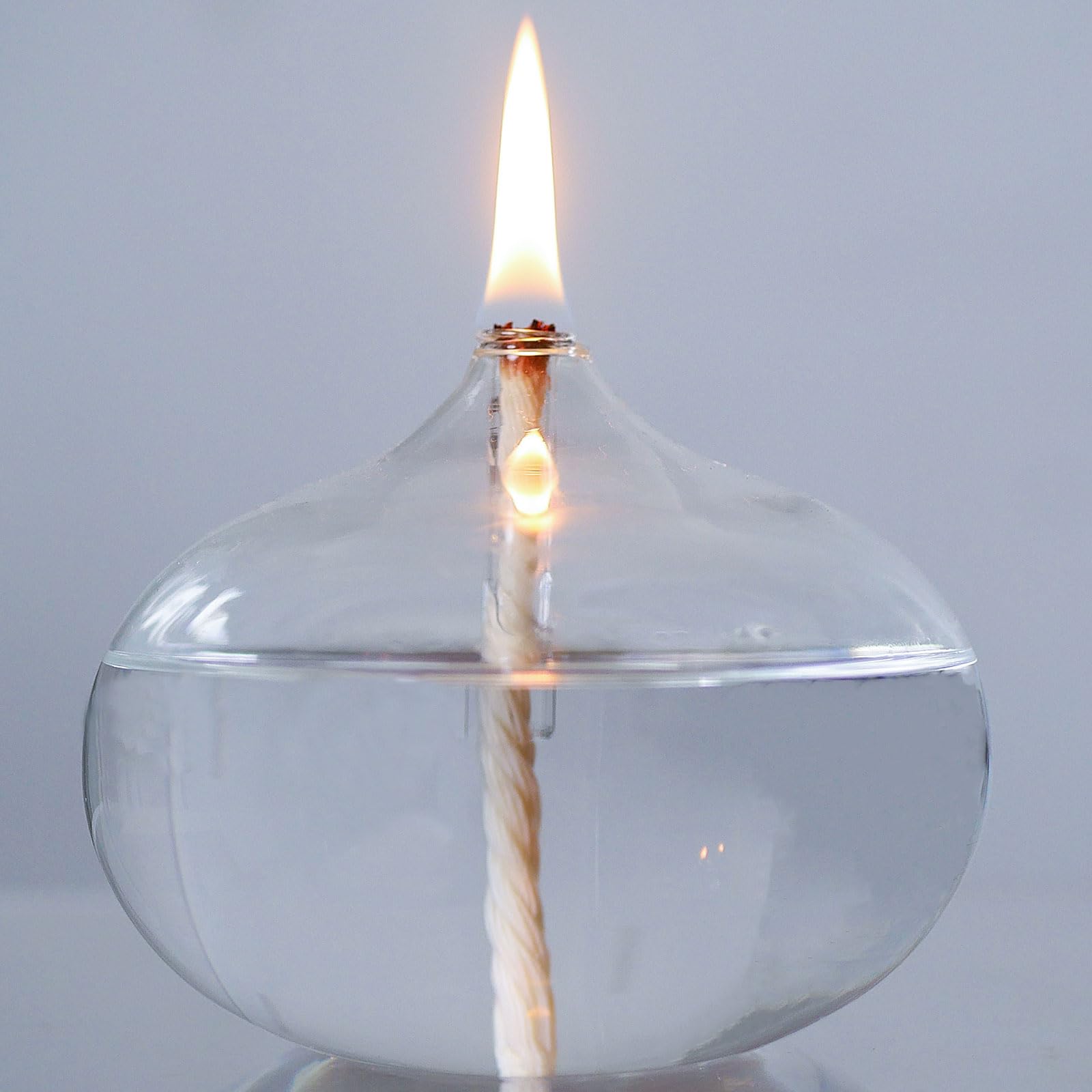 Refillable Glass Oil Candles for Home Decor - Sturdy Borosilicate Indoor Oil Lamps with Liquid Fuel - Perfect for Romantic Dinners, Meditation & Cozy Ambiance